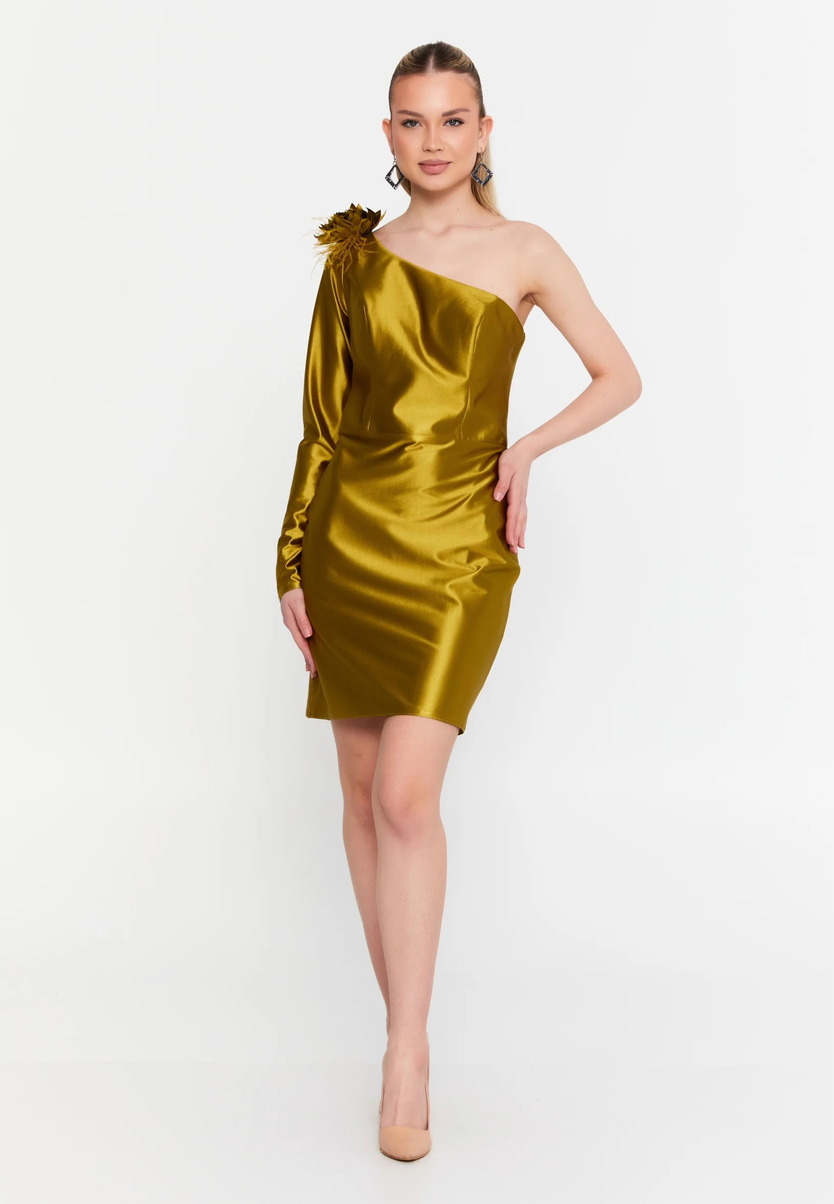 One Shoulder Mini Lycra Column Regular Cocktail Dress msp55092 - Image 13