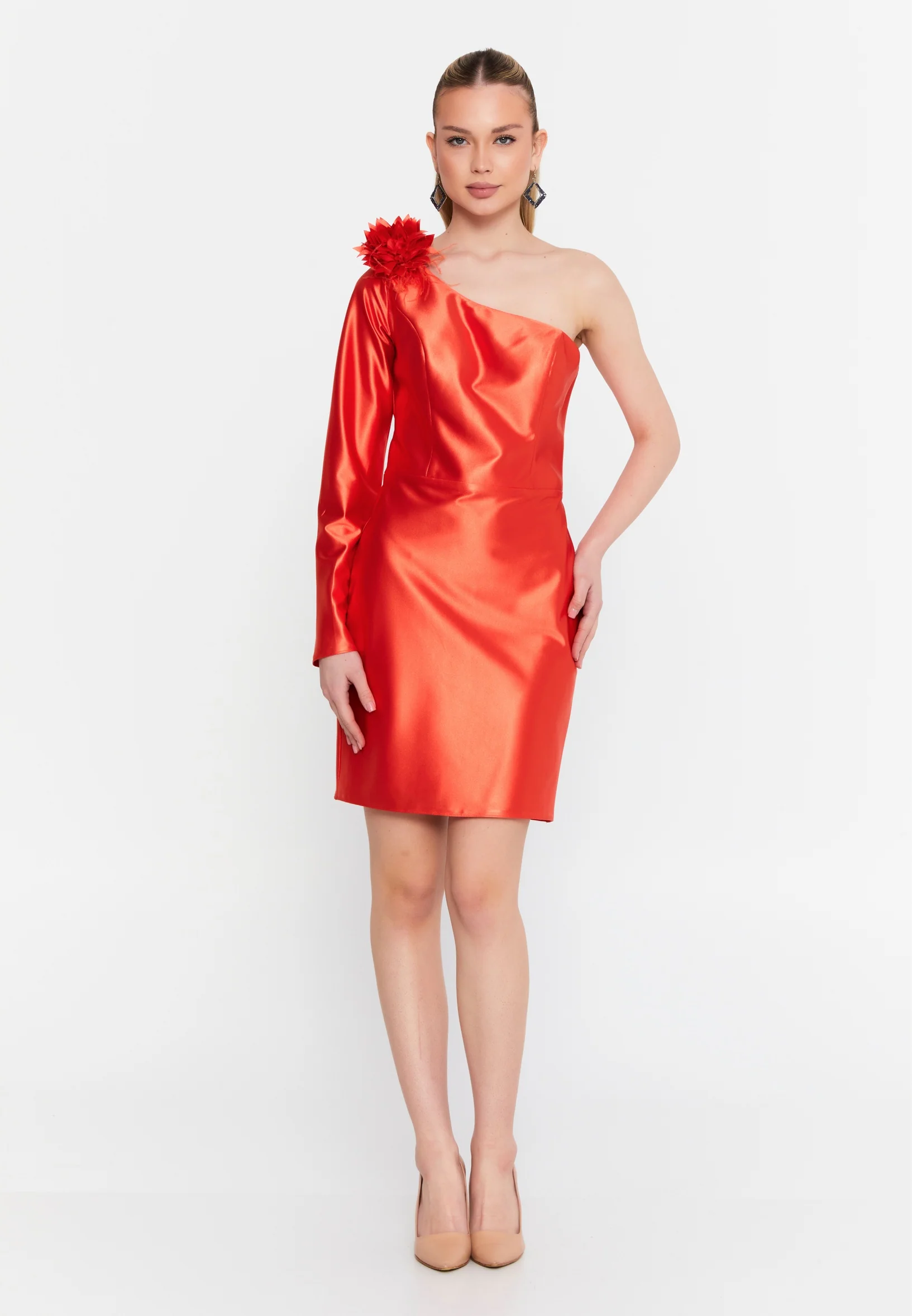 One Shoulder Mini Lycra Column Regular Cocktail Dress msp55092 - Image 5