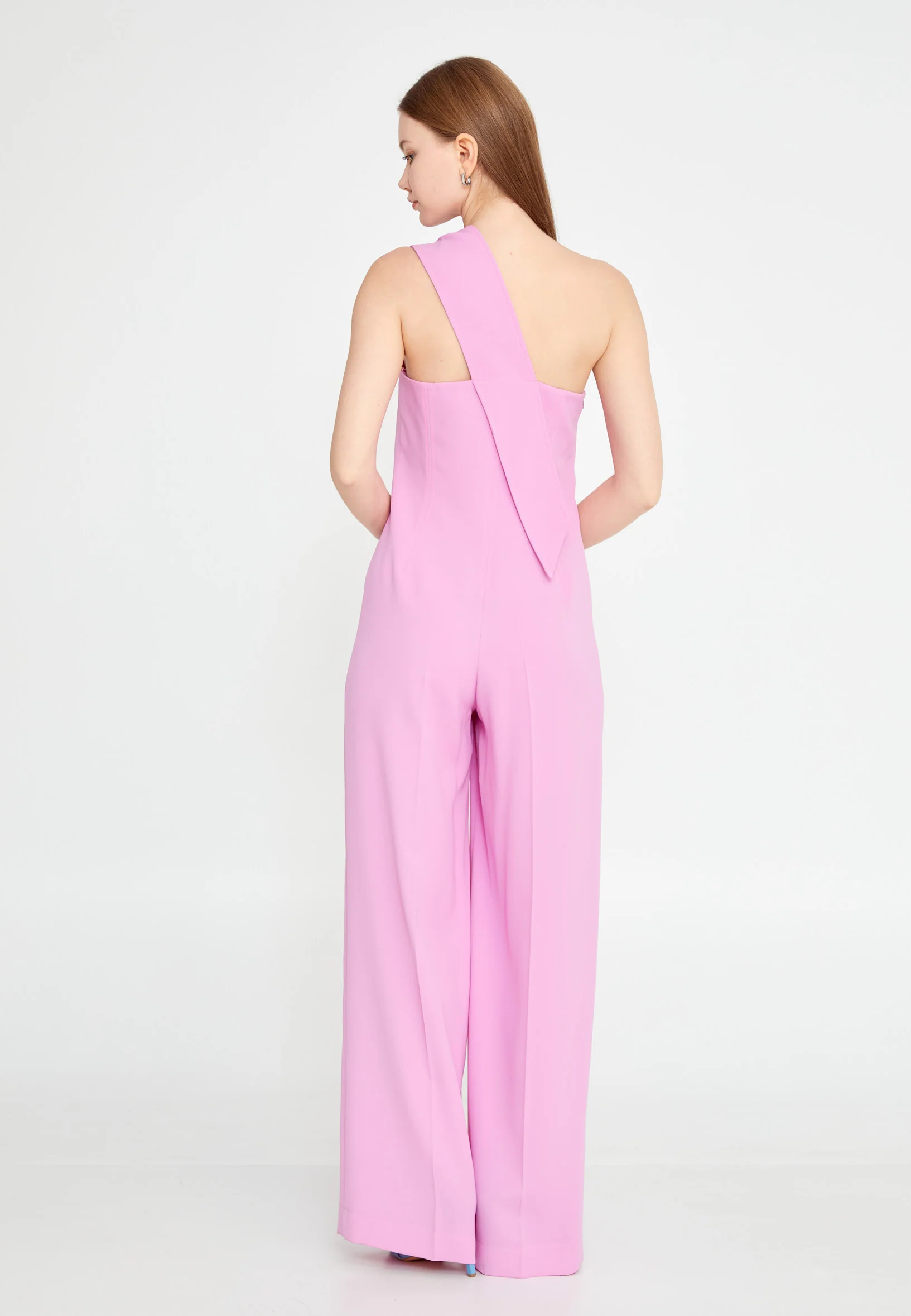 One Shoulder Solid Color Regular Fit Regular Casual Jumpsuit kmy24y22402 - Image 10