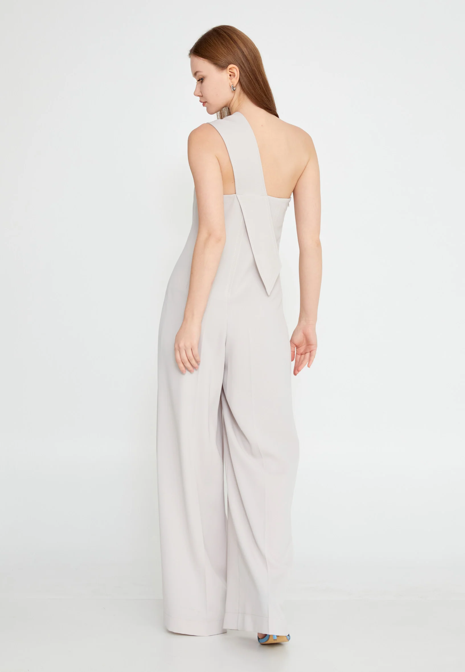 One Shoulder Solid Color Regular Fit Regular Casual Jumpsuit kmy24y22402 - Image 6