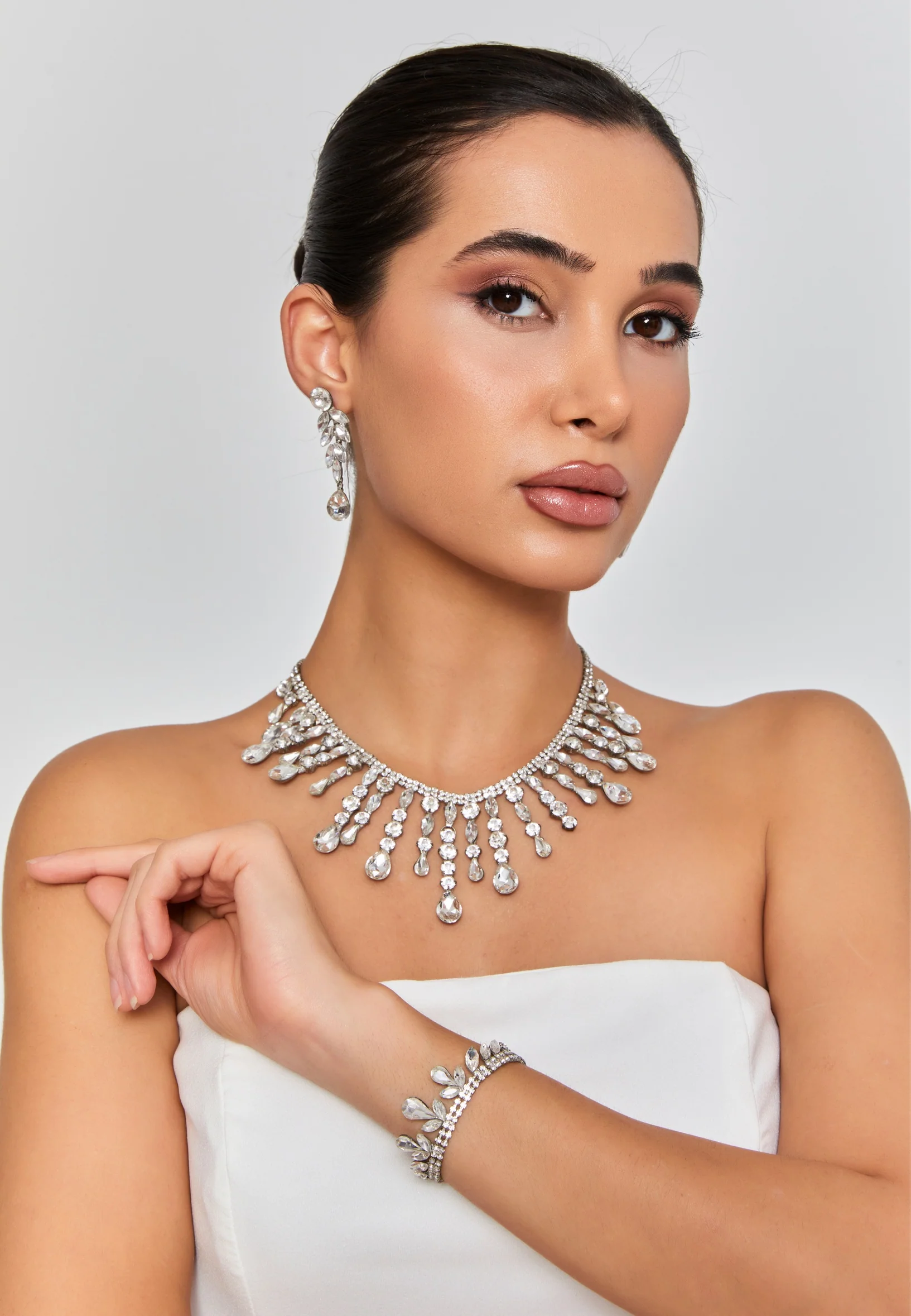 Oval Crystal Jewelry Set abbset-26 - Image 2