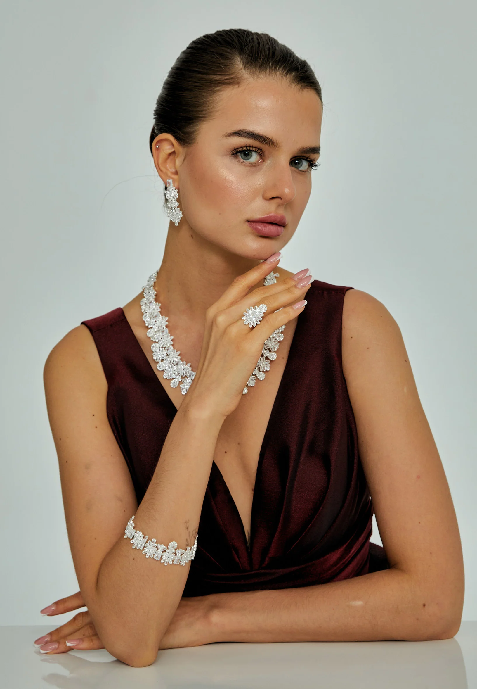 Oval Rhinestone Jewelry Set abast1470z - Image 2