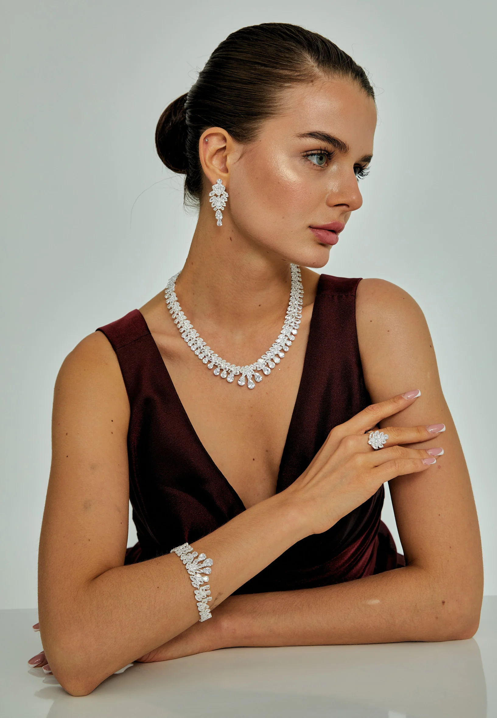Oval Rhinestone Jewelry Set abast147110z - Image 2