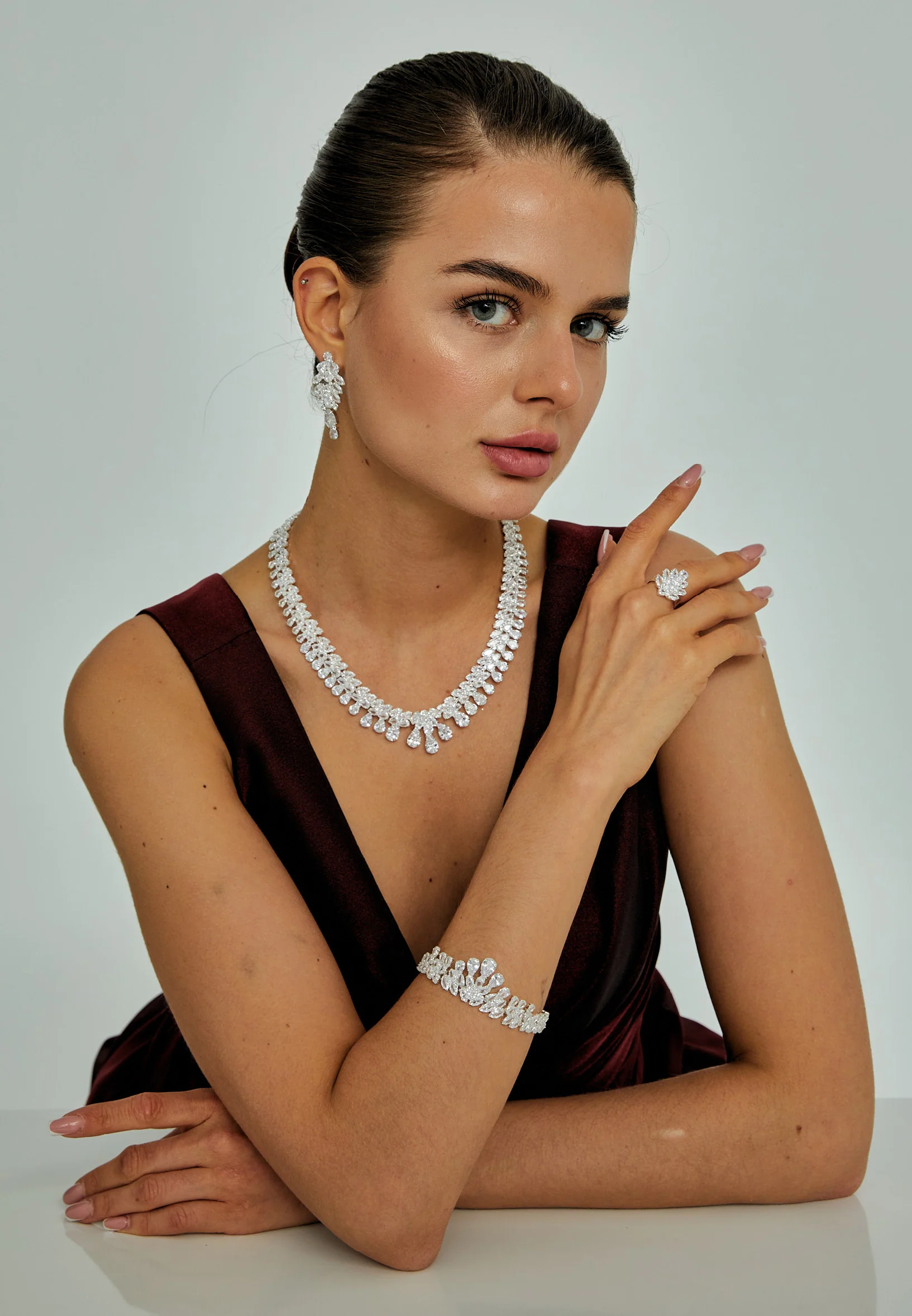 Oval Rhinestone Jewelry Set abast147110z - Image 4