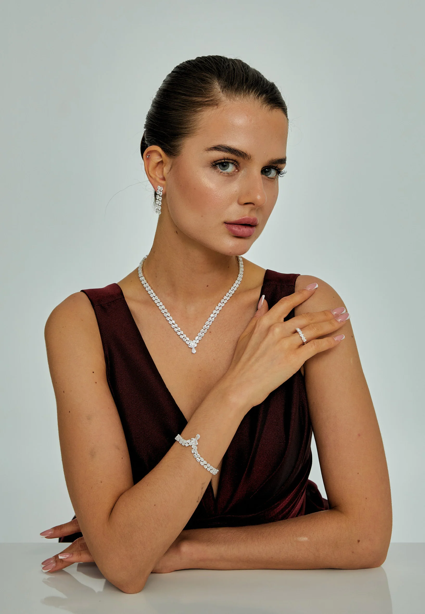 Oval Rhinestone Jewelry Set abast14792z - Image 2