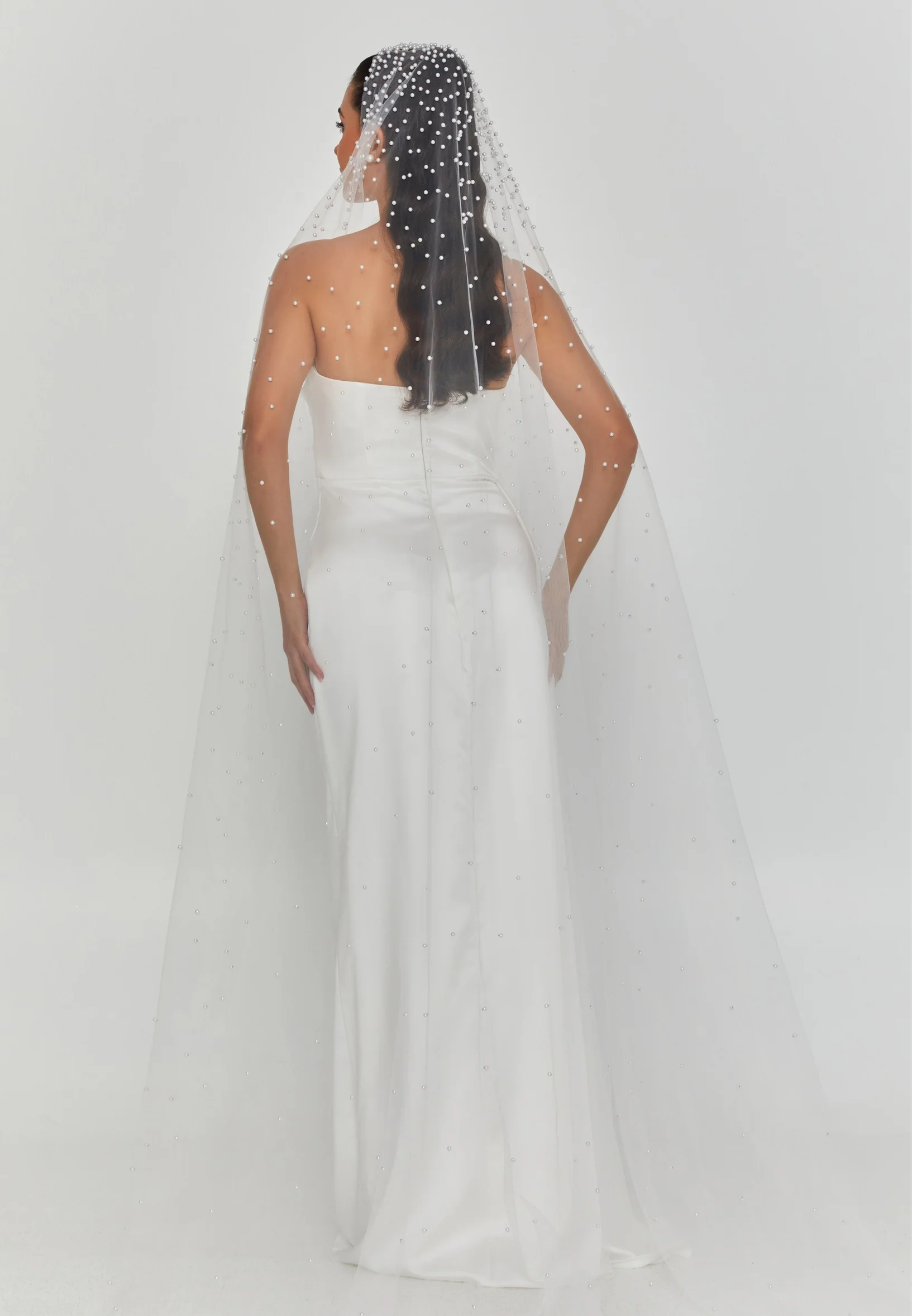 Pearl Single Tier Tulle Veil aba024 - Image 2