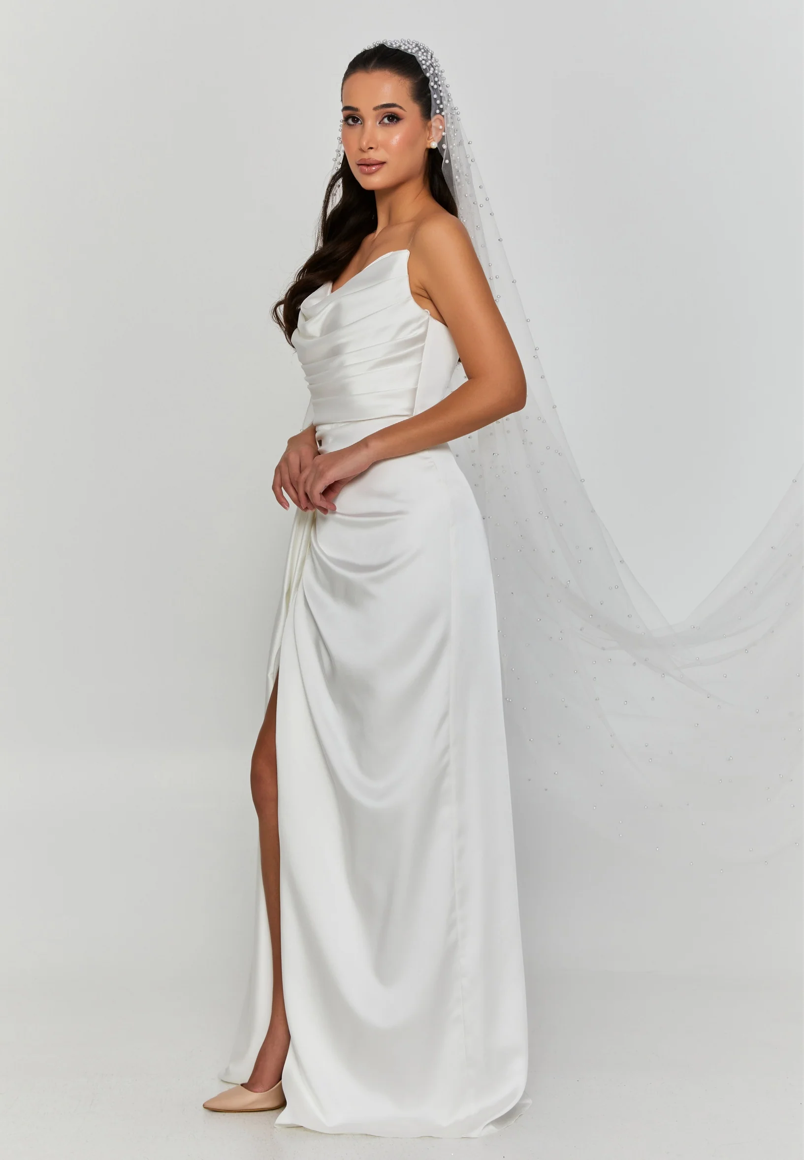 Pearl Single Tier Tulle Veil aba024 - Image 3