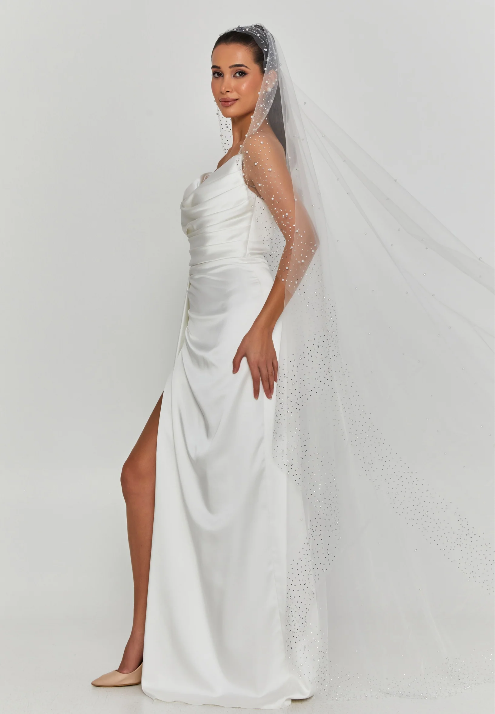 Pearl Single Tier Tulle Veil aba025 - Image 3