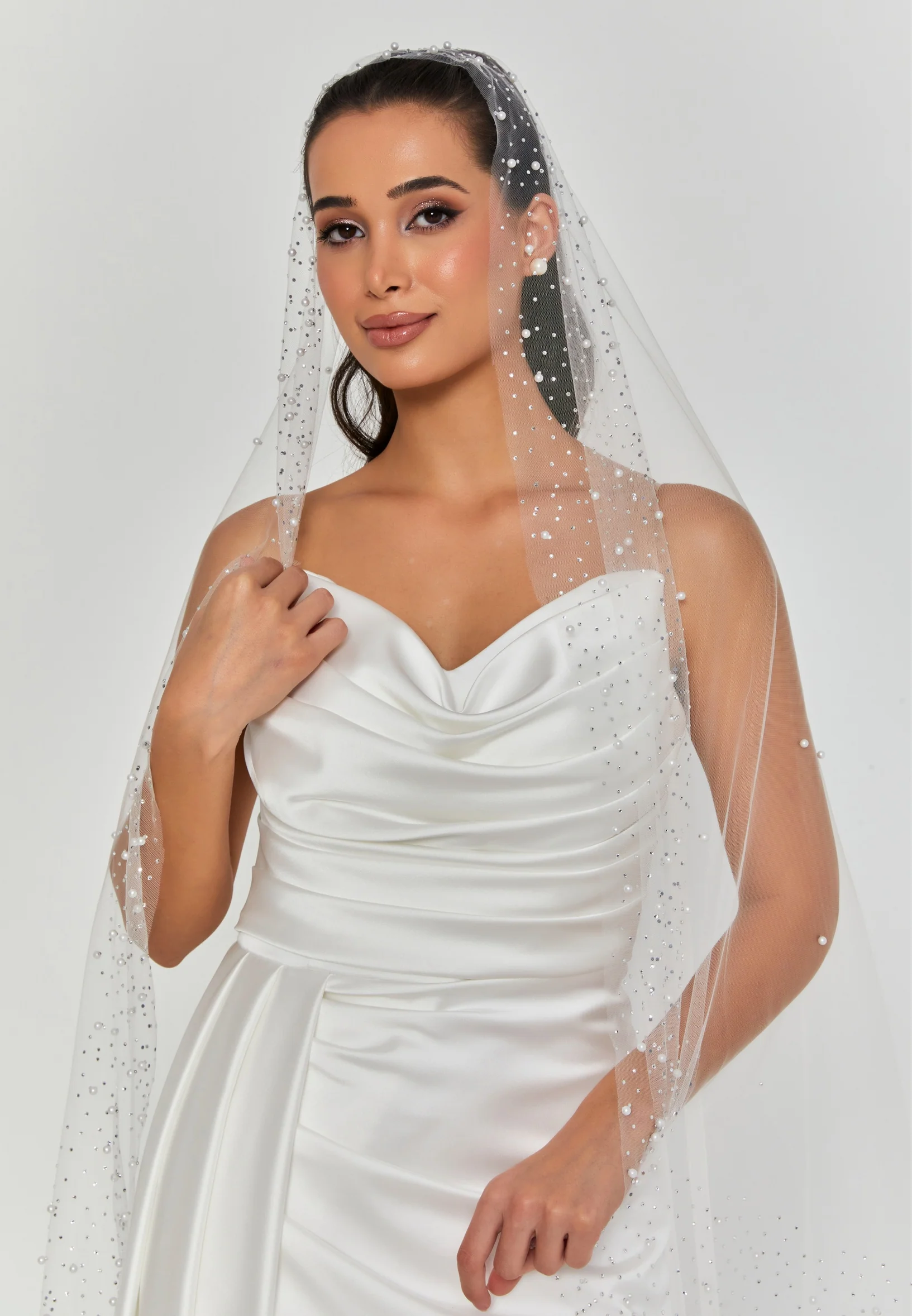 Pearl Single Tier Tulle Veil aba025 - Image 4