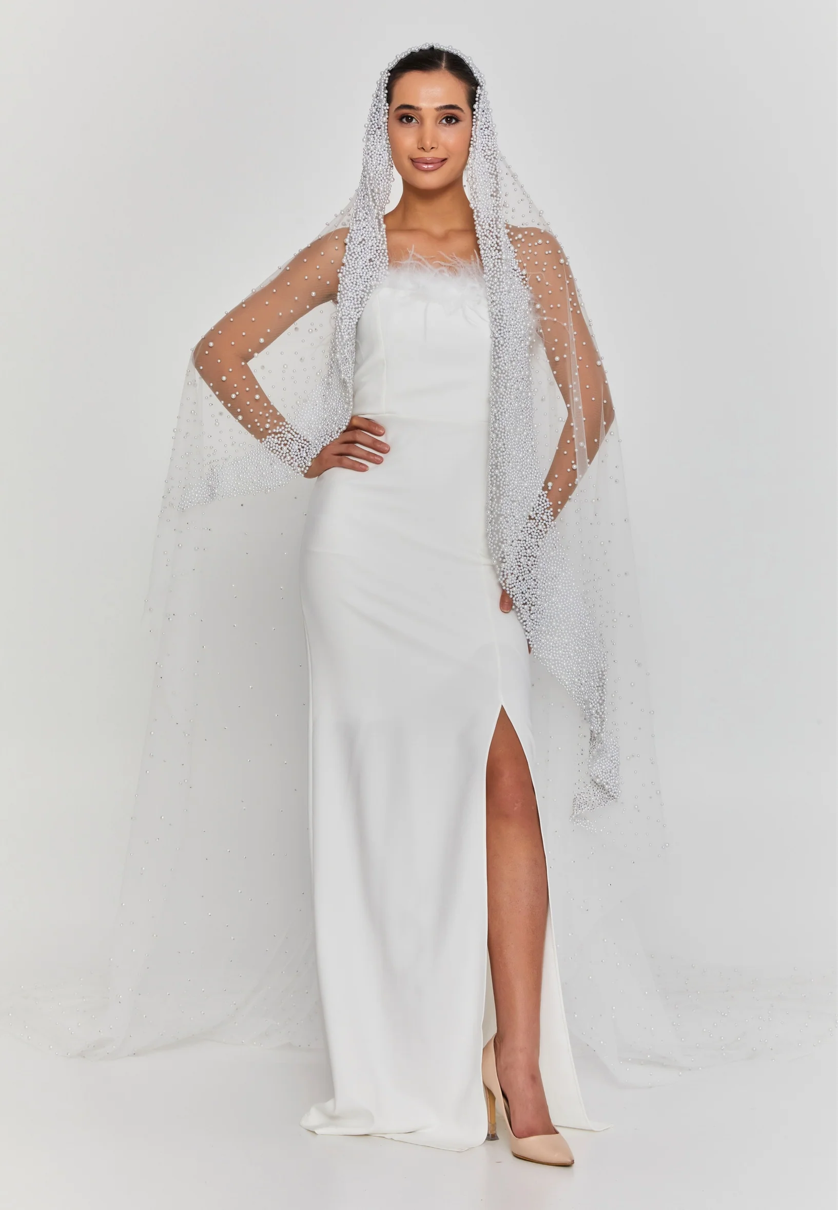 Pearl Single Tier Tulle Veil aba330