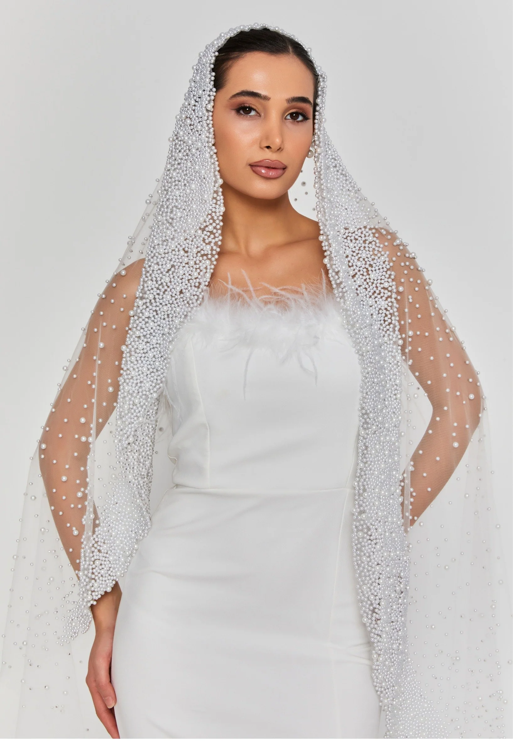 Pearl Single Tier Tulle Veil aba330 - Image 4
