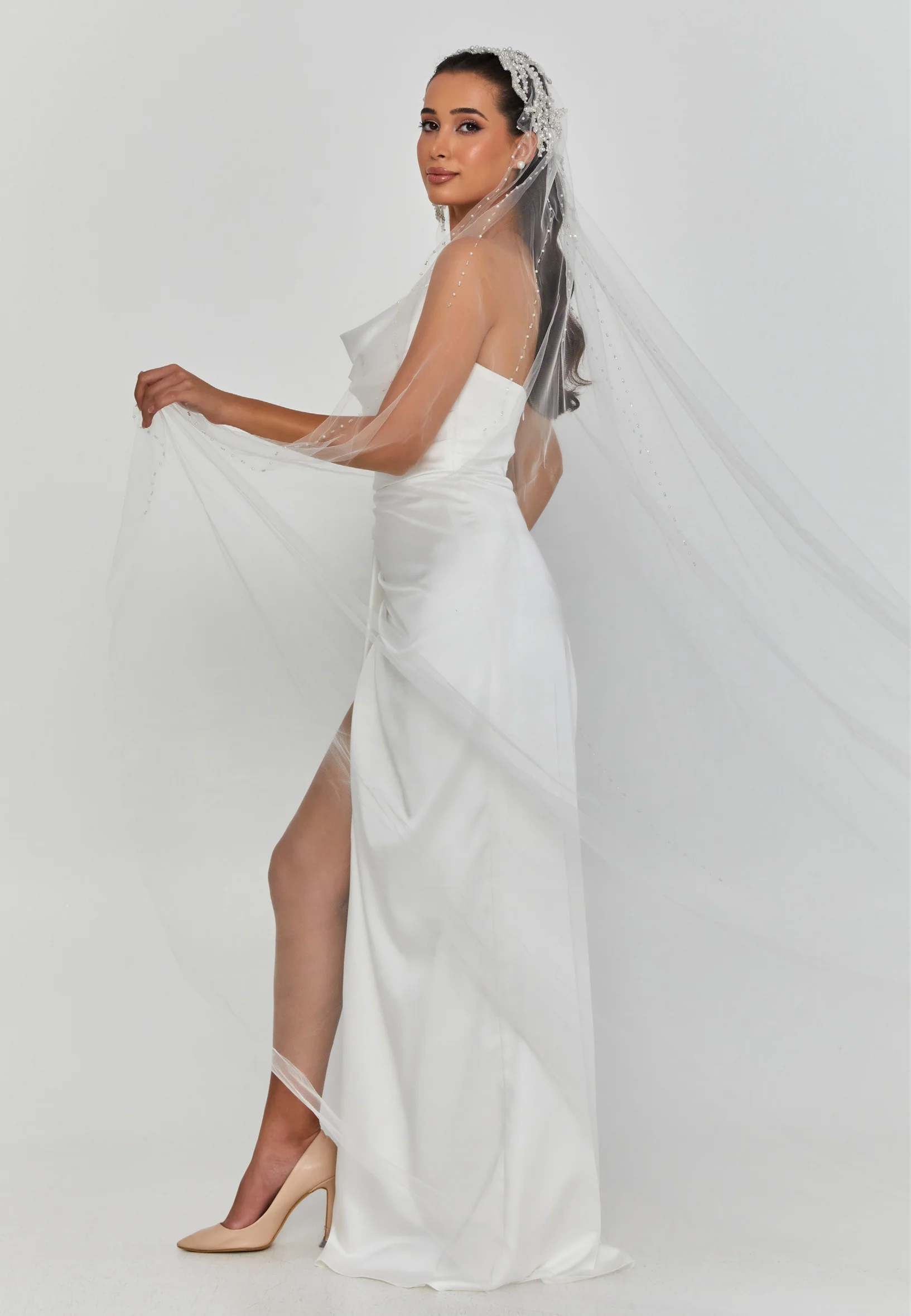Pearl Single Tier Tulle Veil abaa01 (3 mt) - Image 3