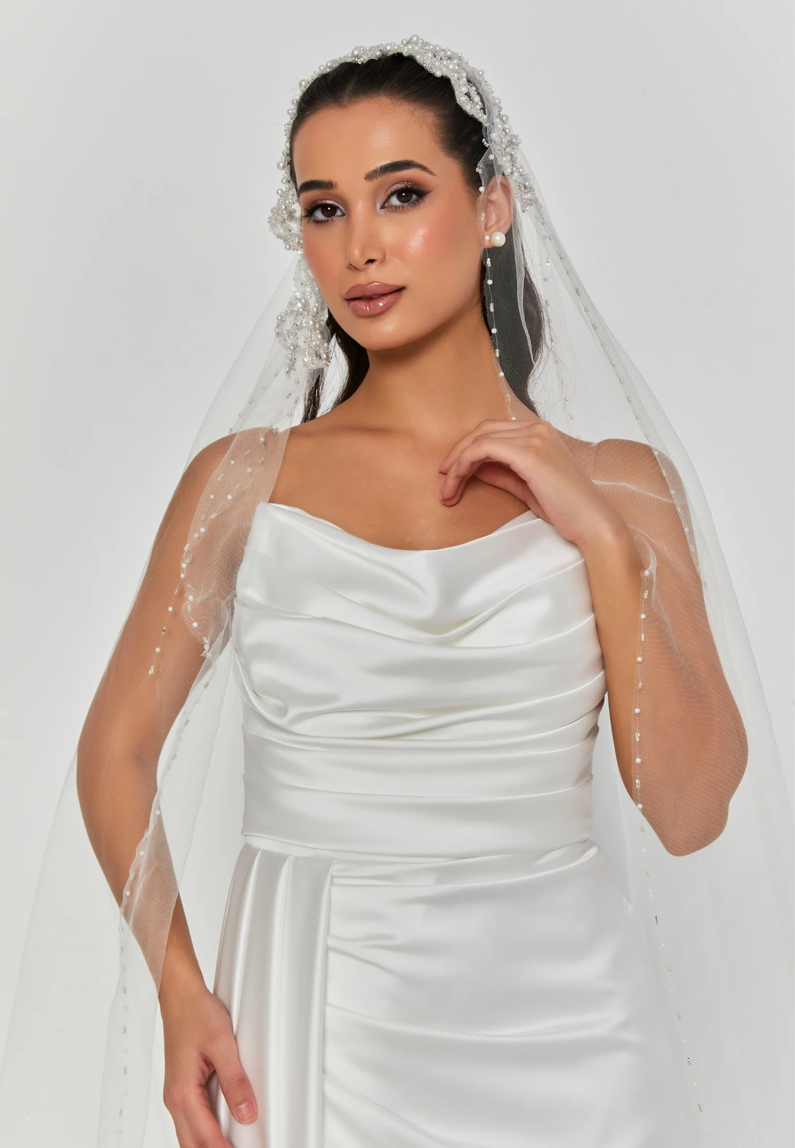Pearl Single Tier Tulle Veil abaa01 (3 mt) - Image 4