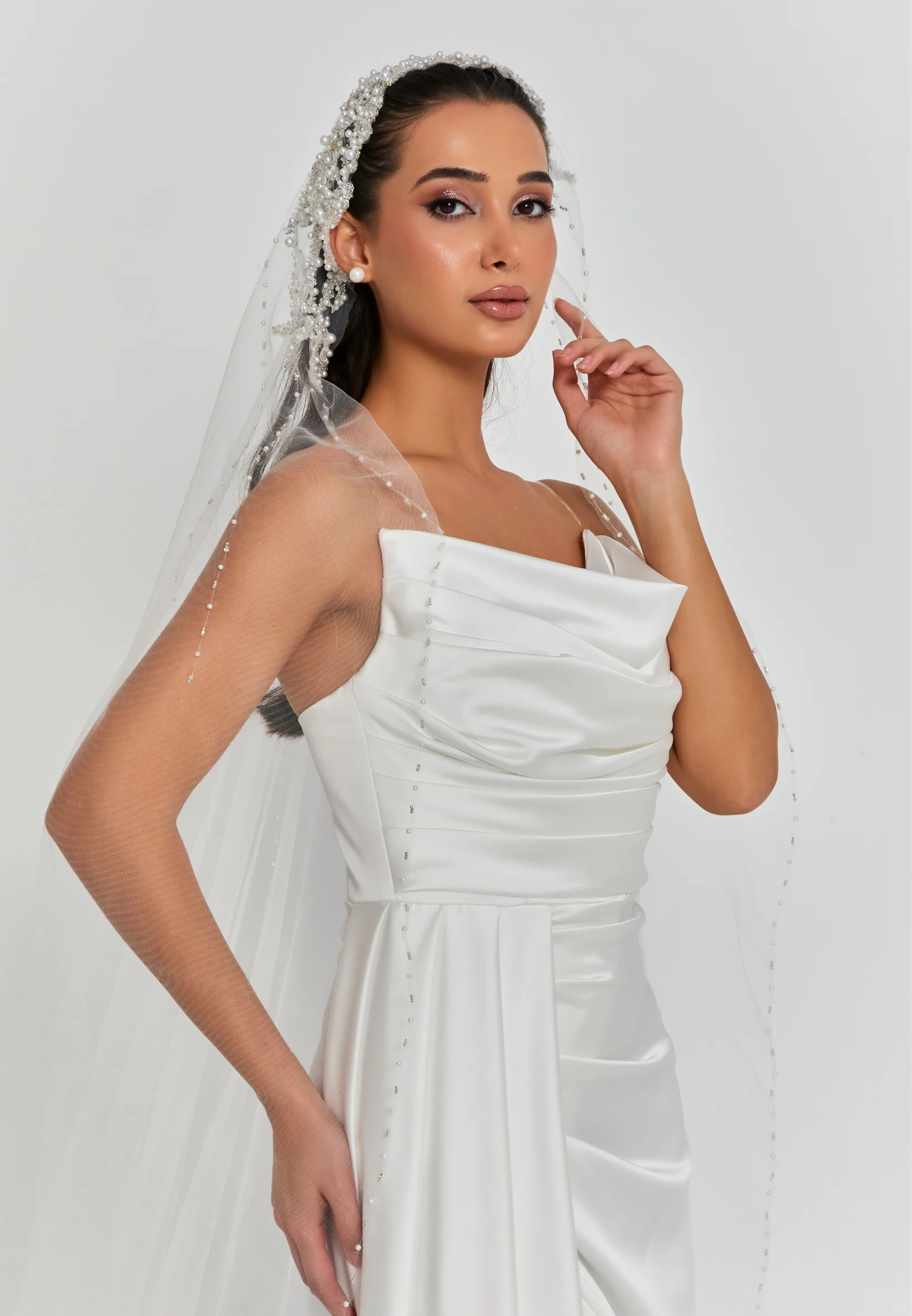 Pearl Single Tier Tulle Veil abaa01 (3 mt) - Image 5