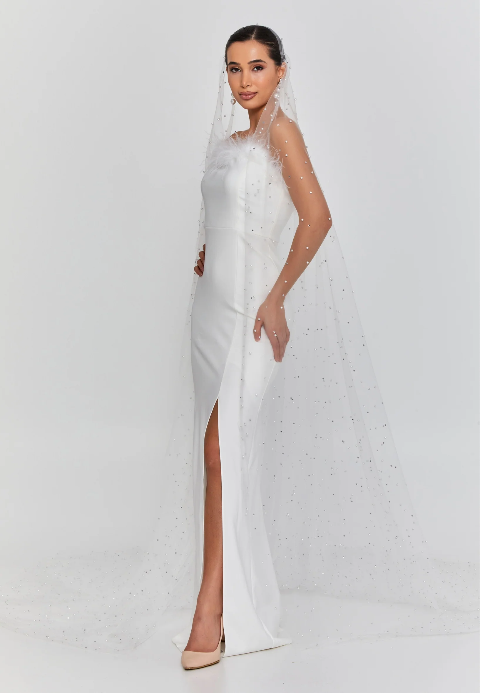 Pearl Single Tier Tulle Veil abaa1 - Image 3