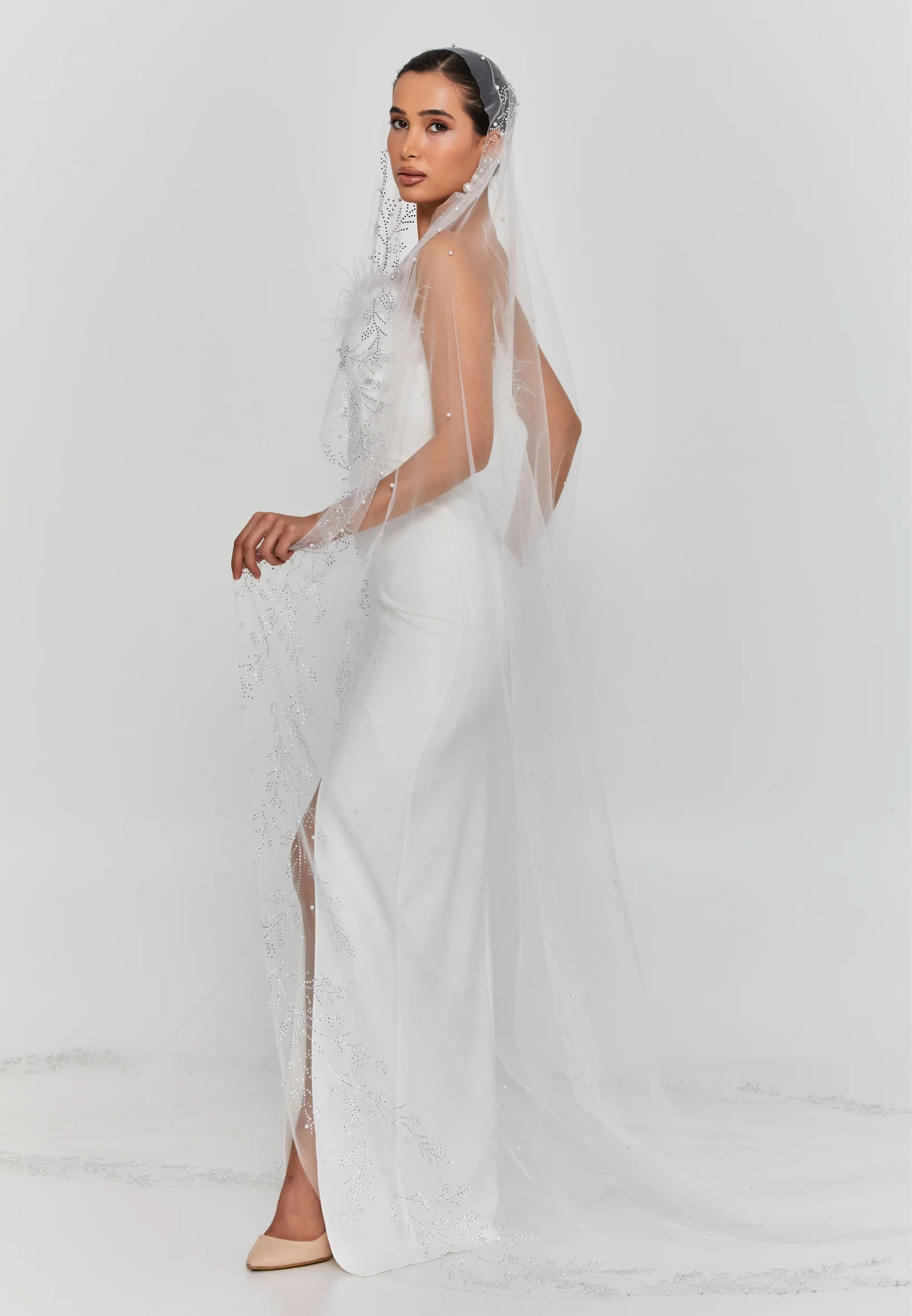 Pearl Single Tier Tulle Veil abaa3 - Image 3