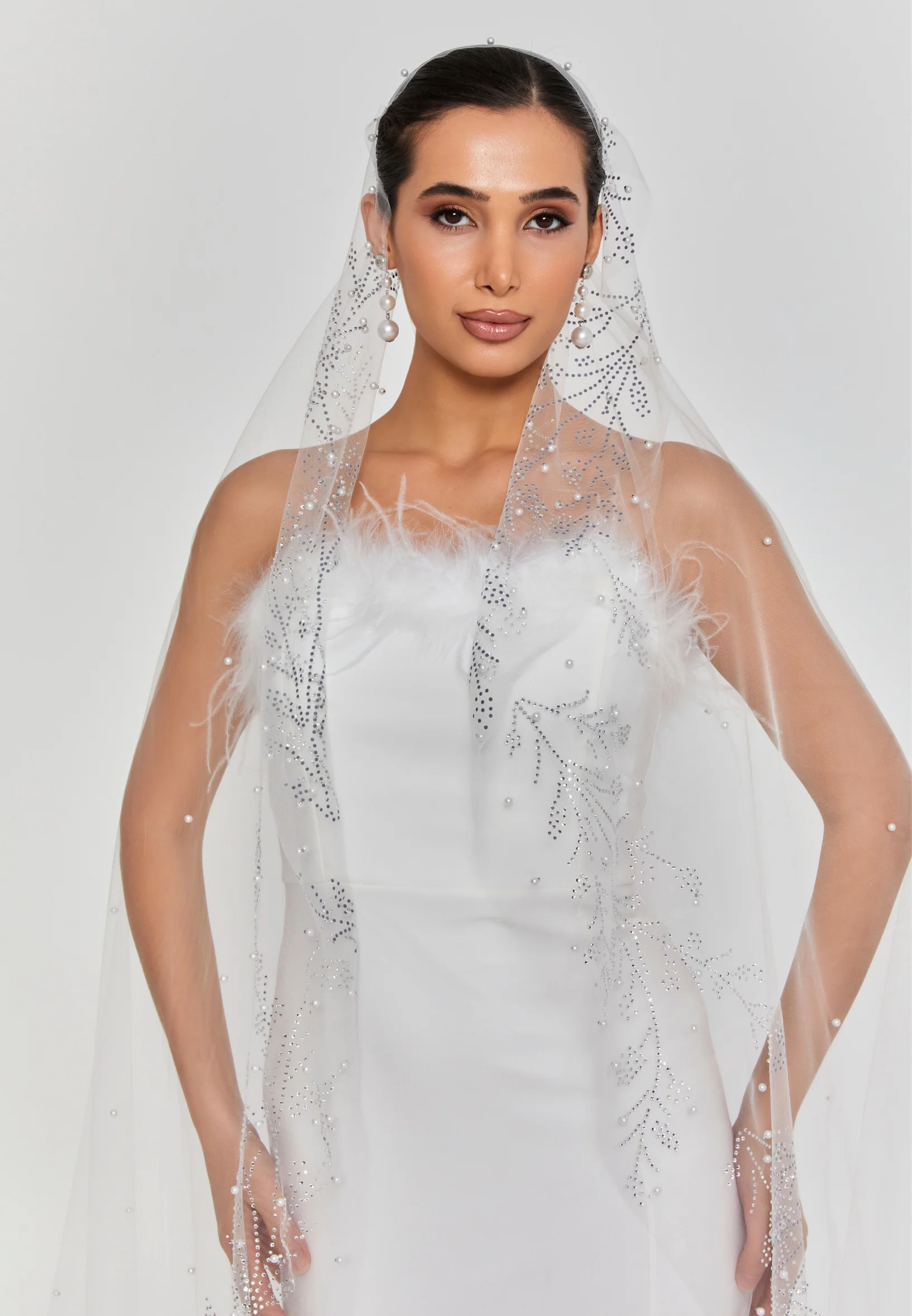 Pearl Single Tier Tulle Veil abaa3 - Image 4
