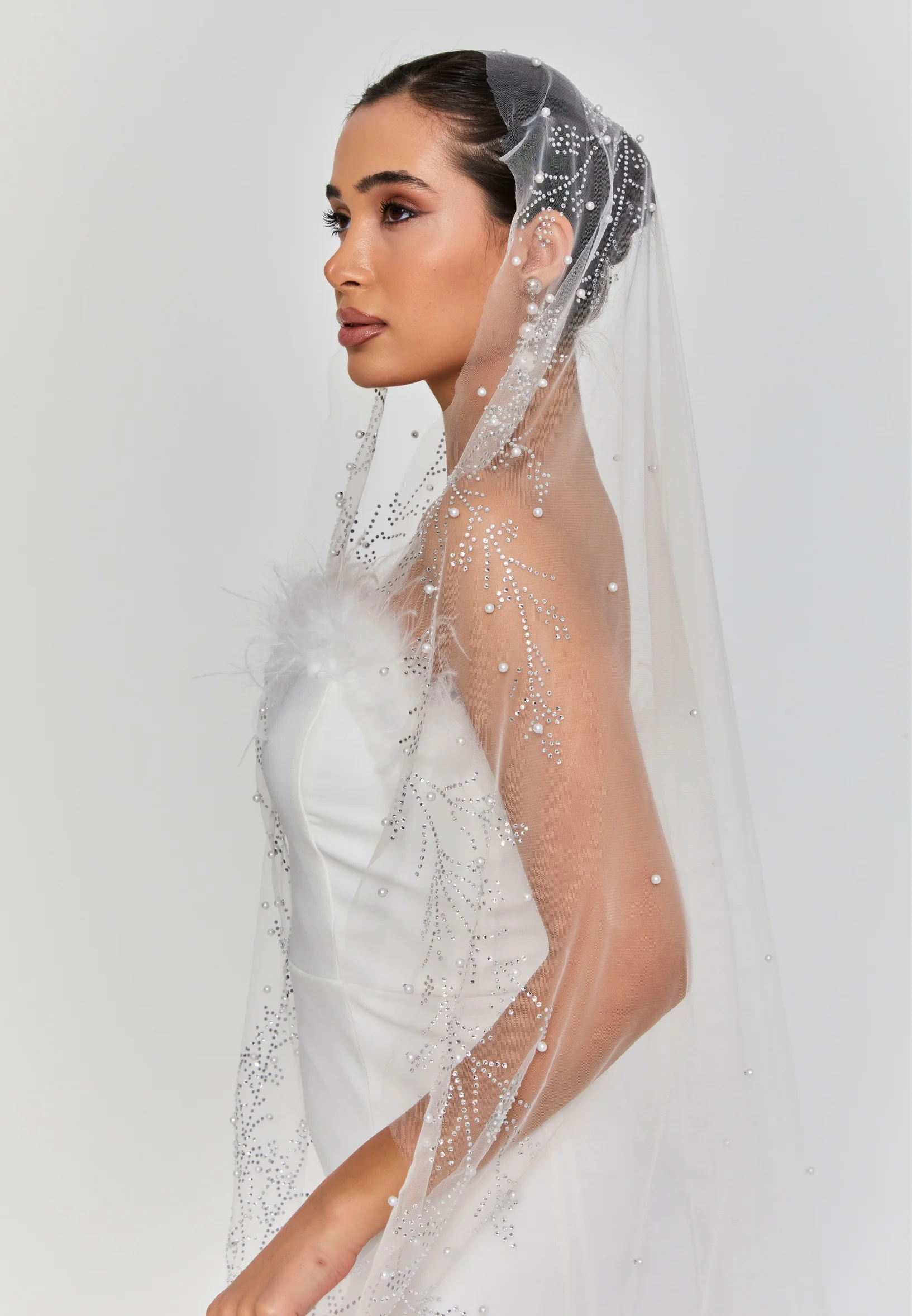 Pearl Single Tier Tulle Veil abaa3 - Image 5