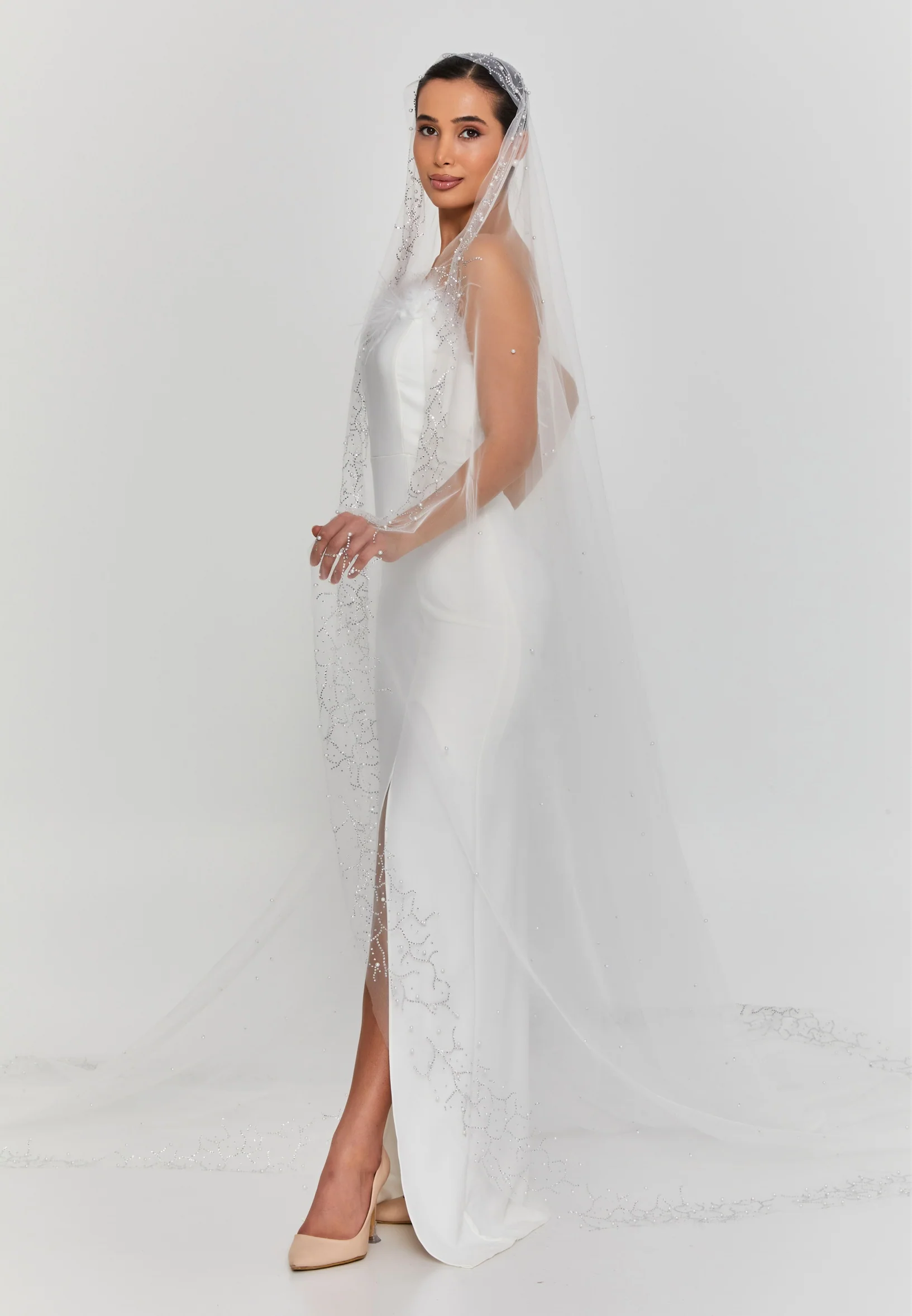 Pearl Single Tier Tulle Veil abaa5 - Image 3