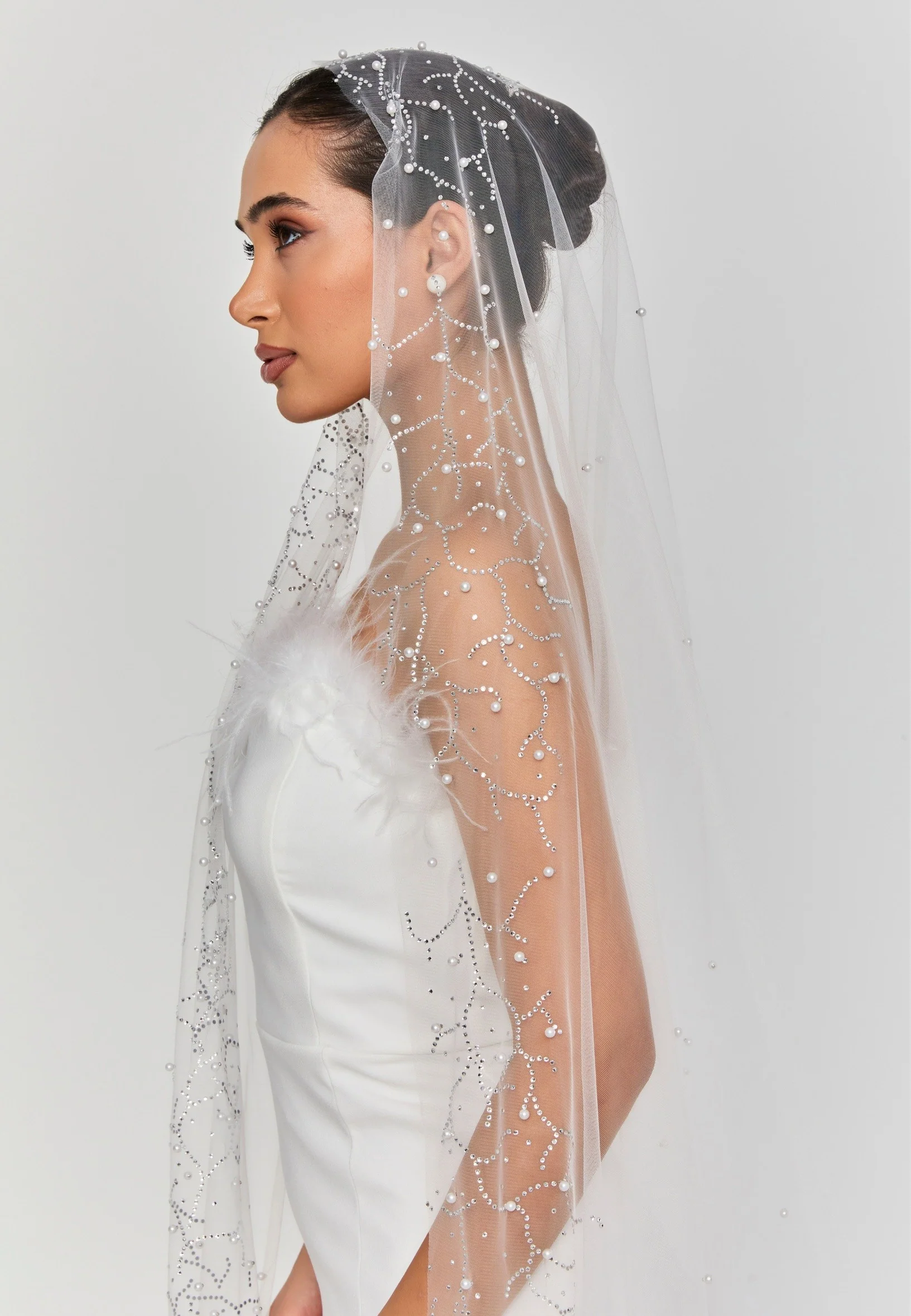 Pearl Single Tier Tulle Veil abaa5 - Image 5