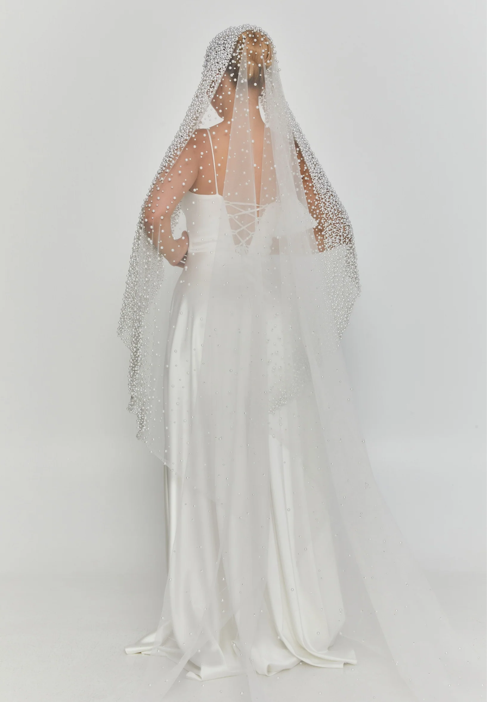 Pearl Single Tier Tulle Veil abbdvk160 - Image 2