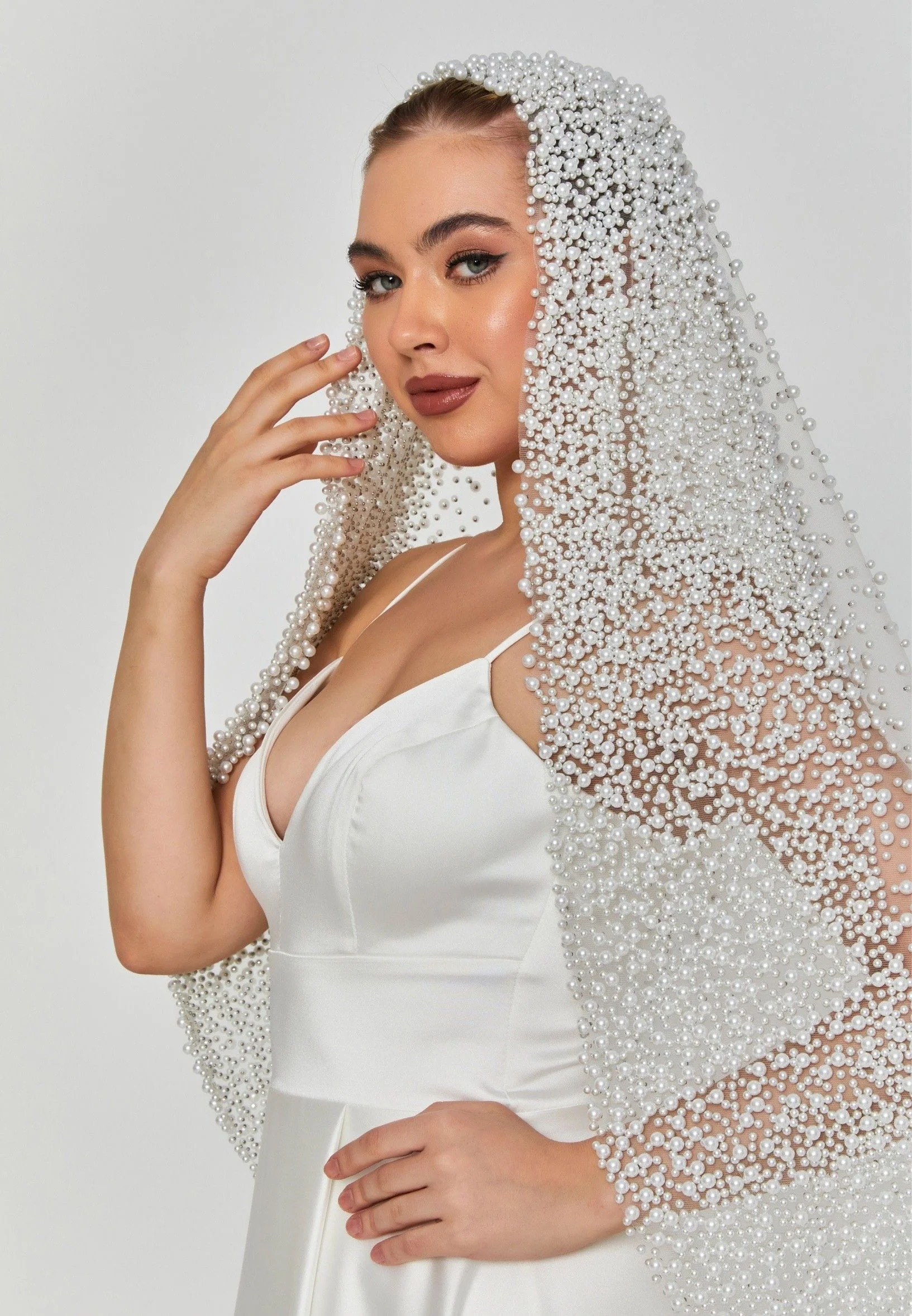 Pearl Single Tier Tulle Veil abbdvk160 - Image 5