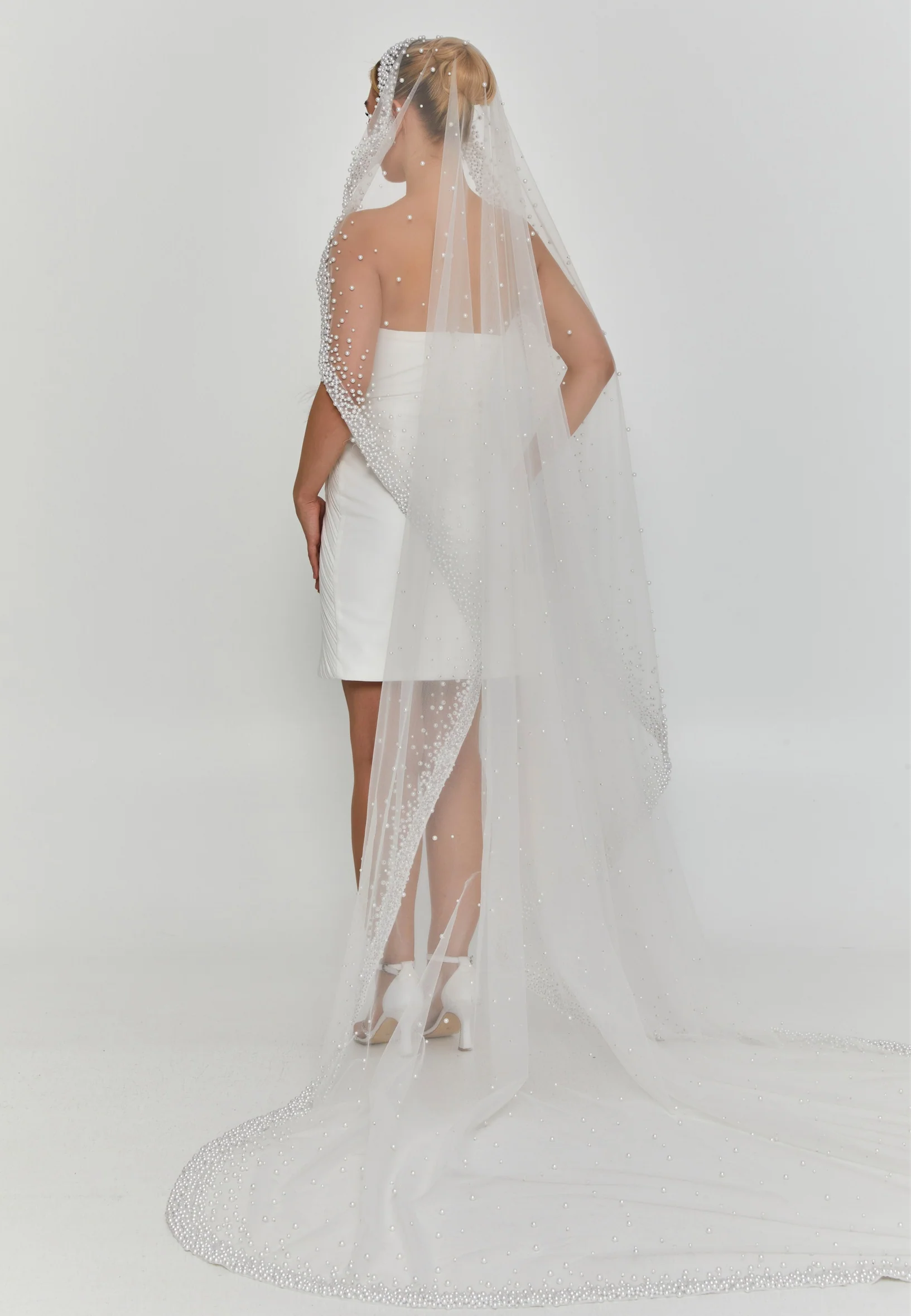 Pearl Single Tier Tulle Veil abbdvk230 - Image 2