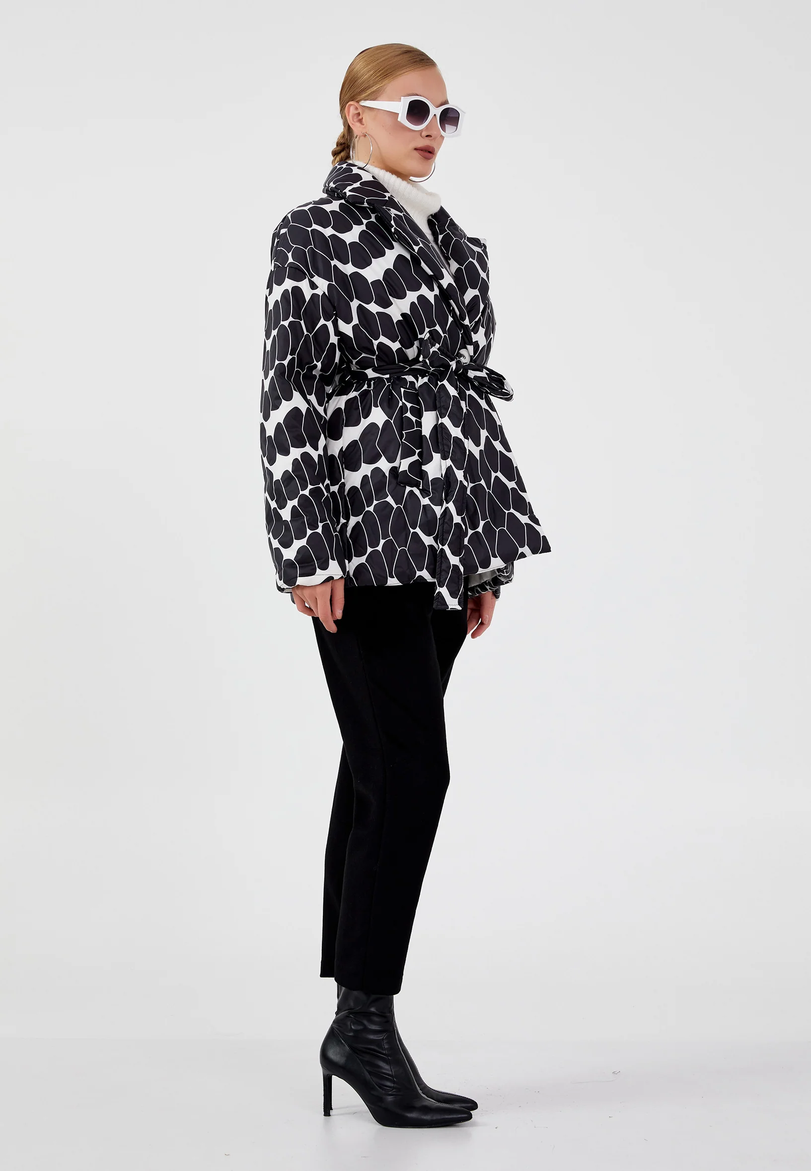 Polyester Geometric Regular Coat ber23k8106 - Image 3