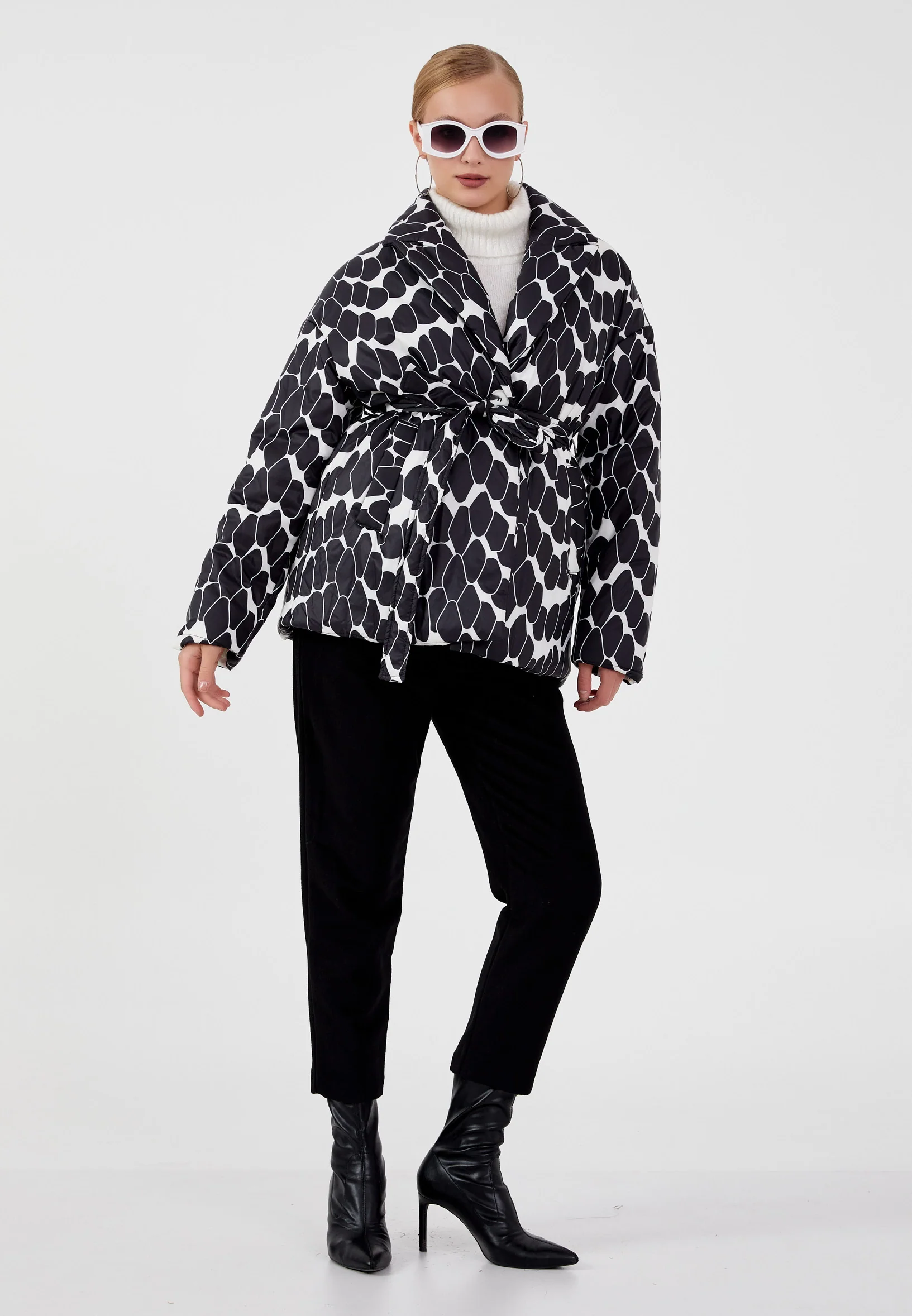 Polyester Geometric Regular Coat ber23k8106 - Image 5