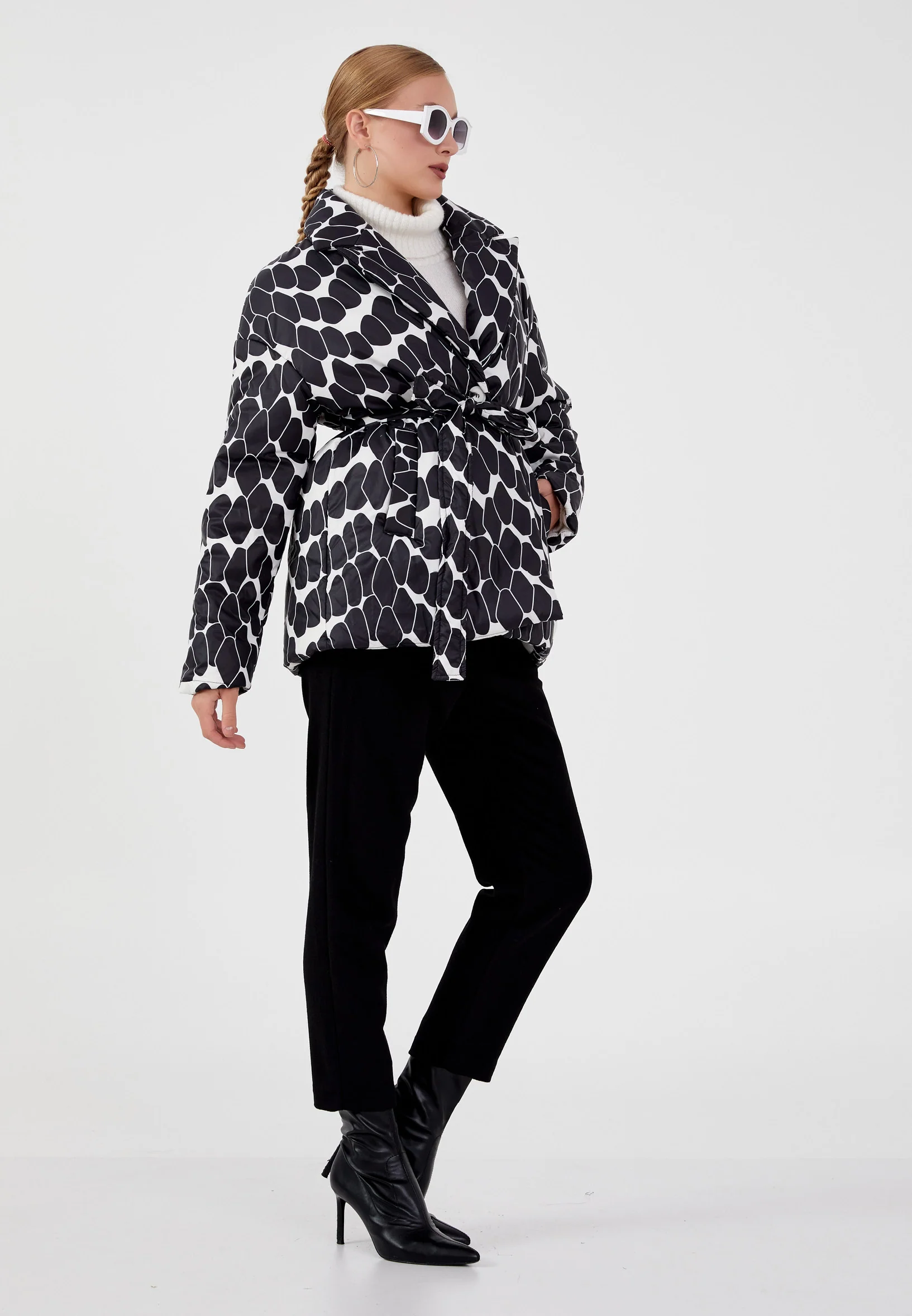 Polyester Geometric Regular Coat ber23k8106 - Image 6