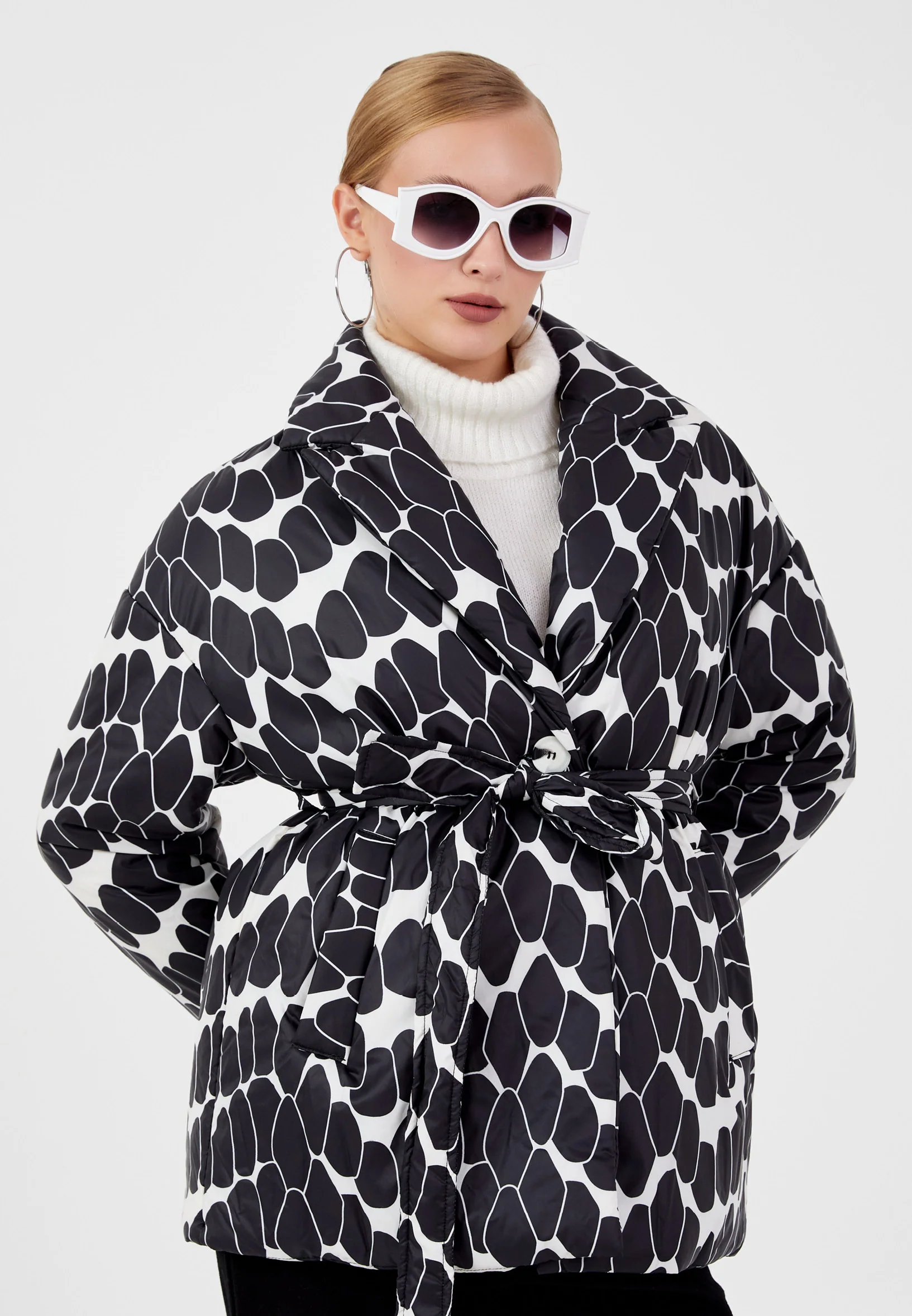 Polyester Geometric Regular Coat ber23k8106 - Image 7
