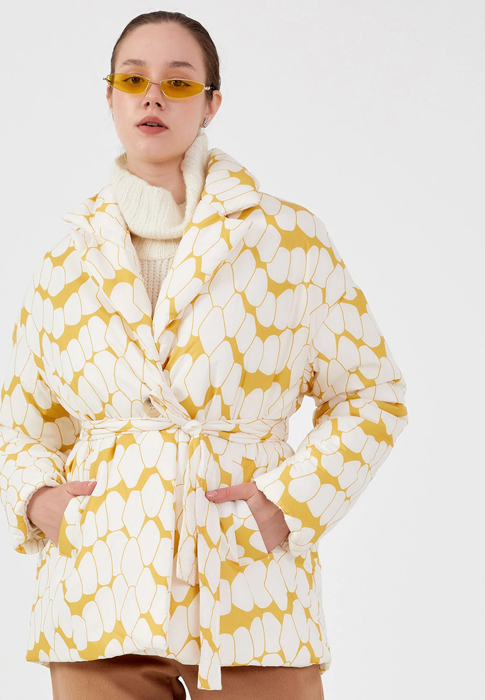 Polyester Geometric Regular Coat ber23k8106 - Image 8