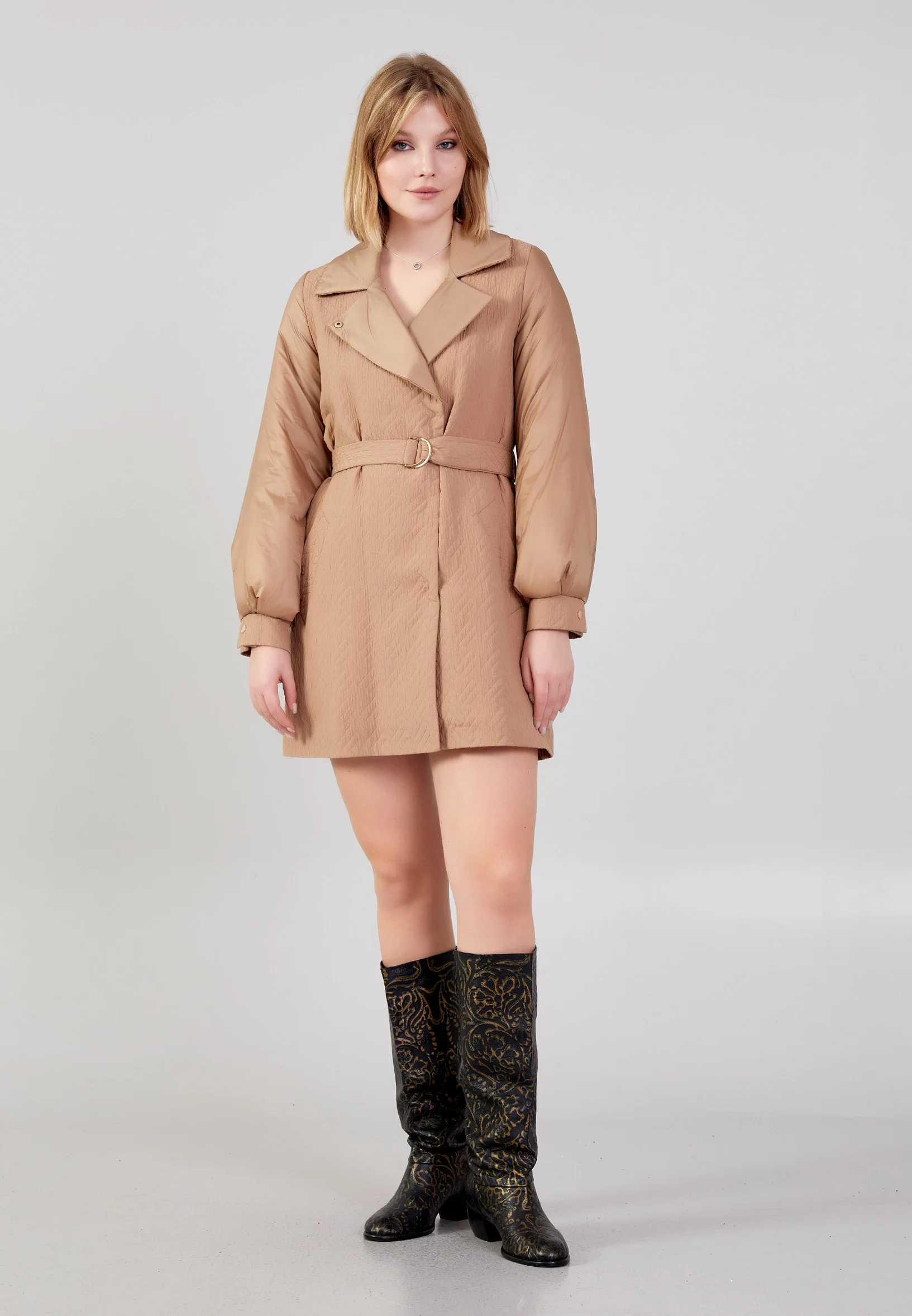 Polyester Patterned Regular Coat cln2443 - Image 14