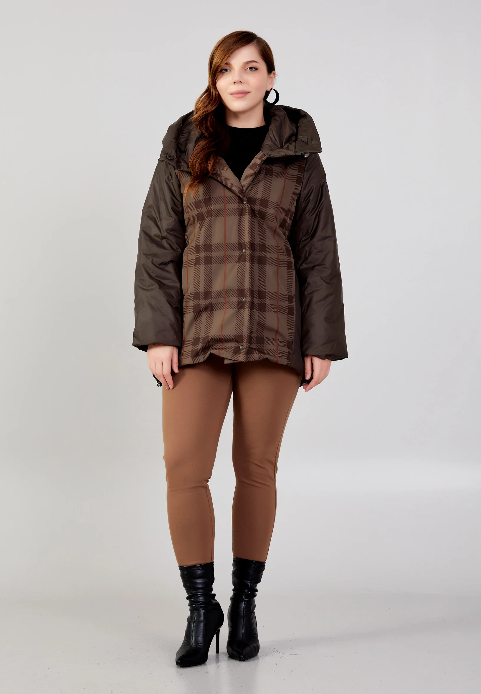 Polyester Plaid Plus Size Coat mml0433-b - Image 14