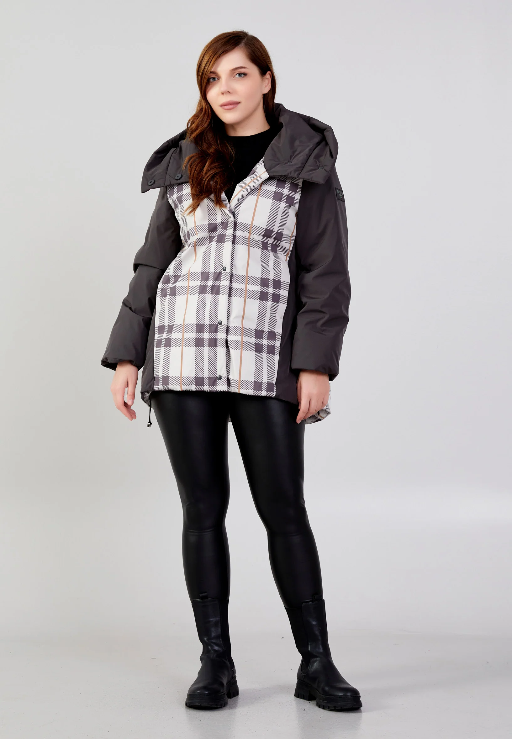 Polyester Plaid Plus Size Coat mml0433-b - Image 18
