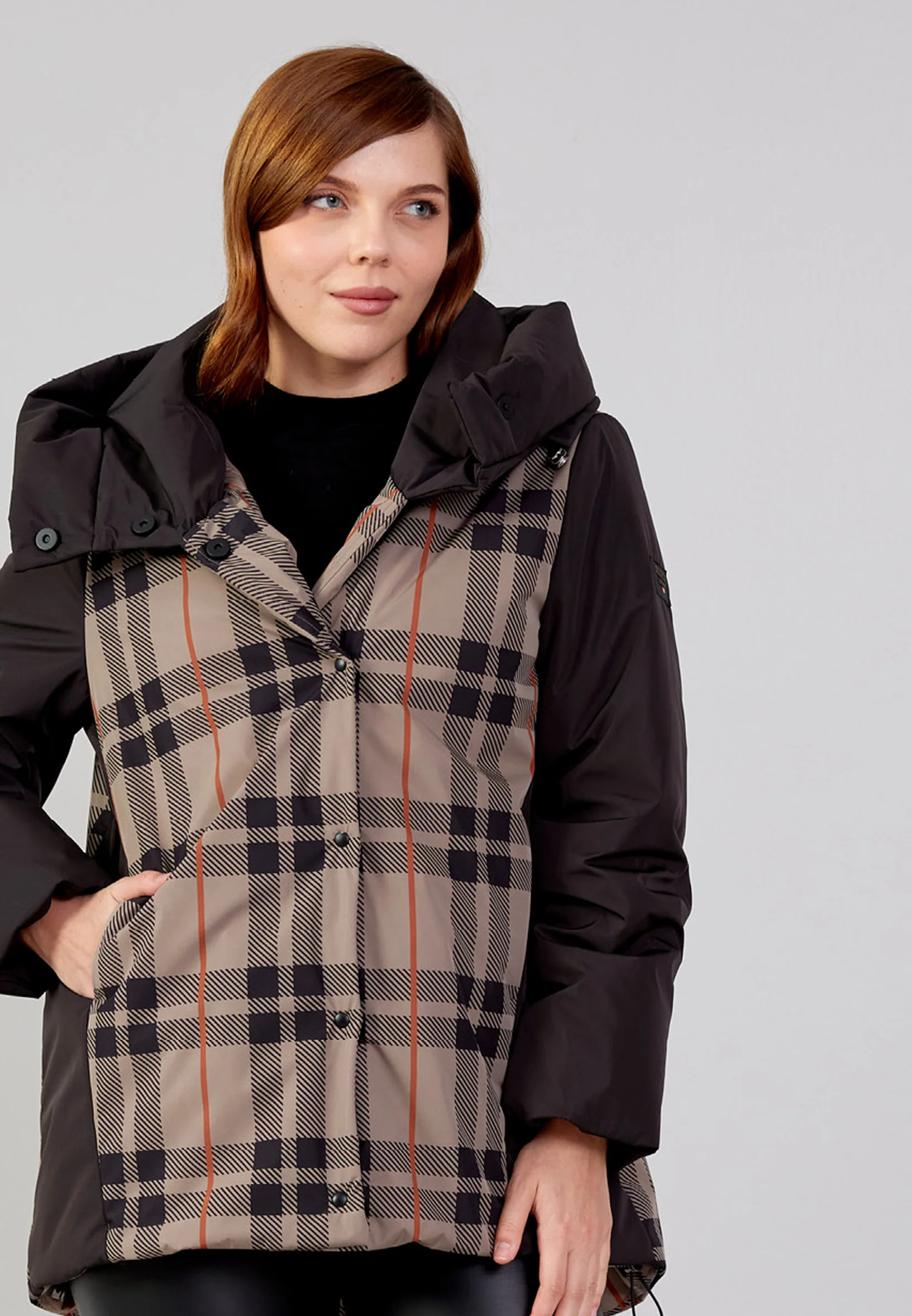 Polyester Plaid Plus Size Coat mml0433-b - Image 21