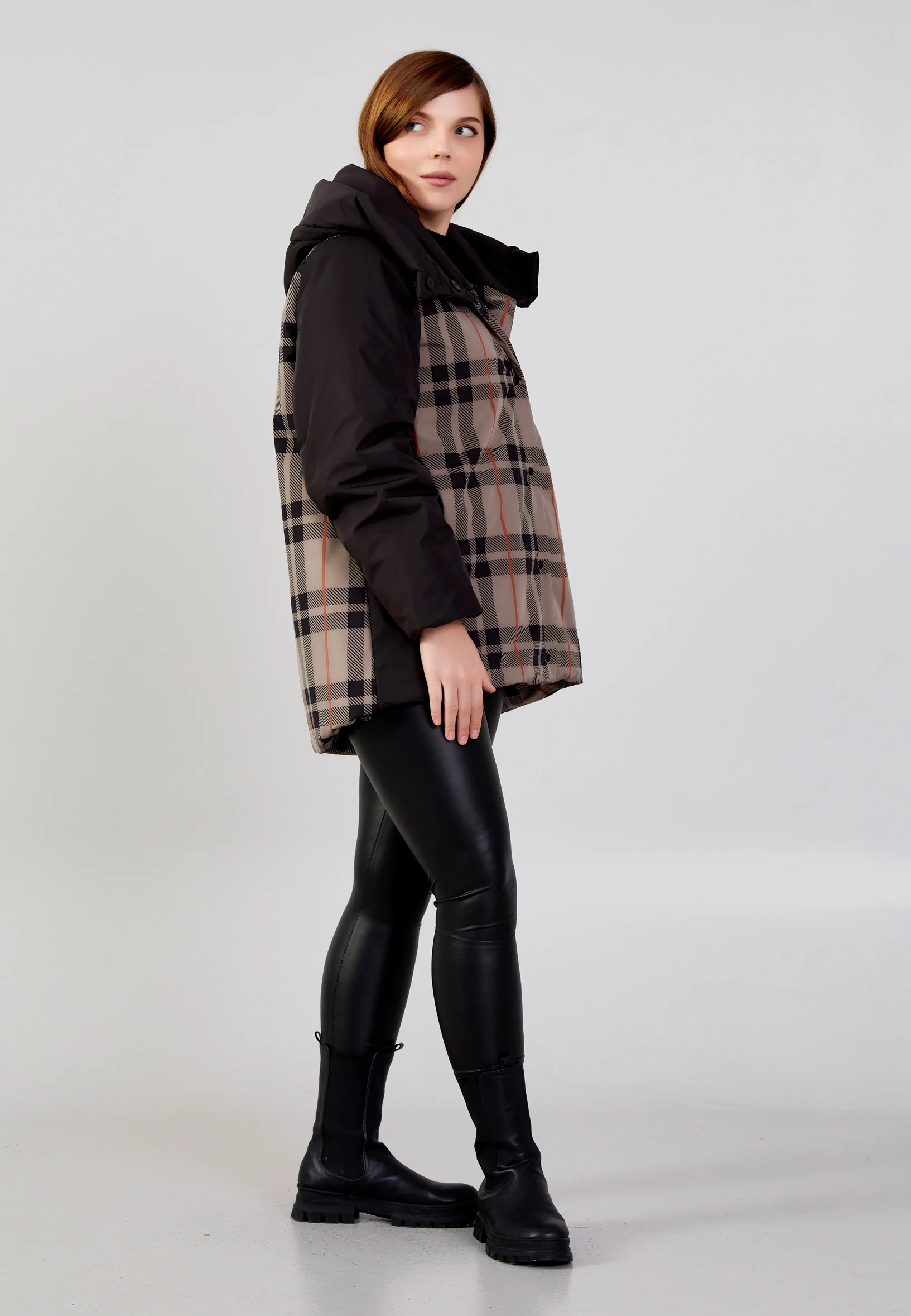 Polyester Plaid Plus Size Coat mml0433-b - Image 23