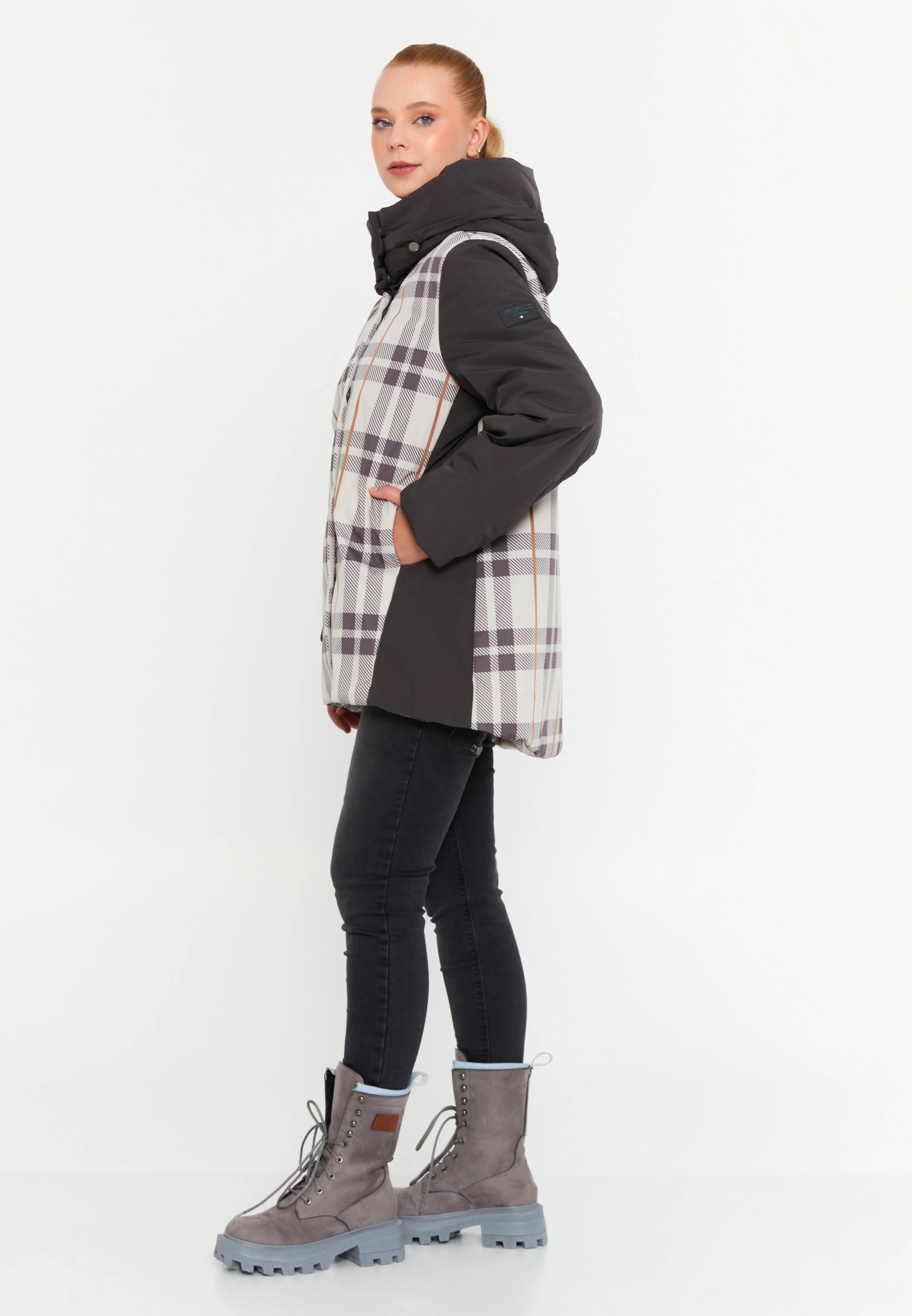 Polyester Plaid Plus Size Coat mml0433-b - Image 3