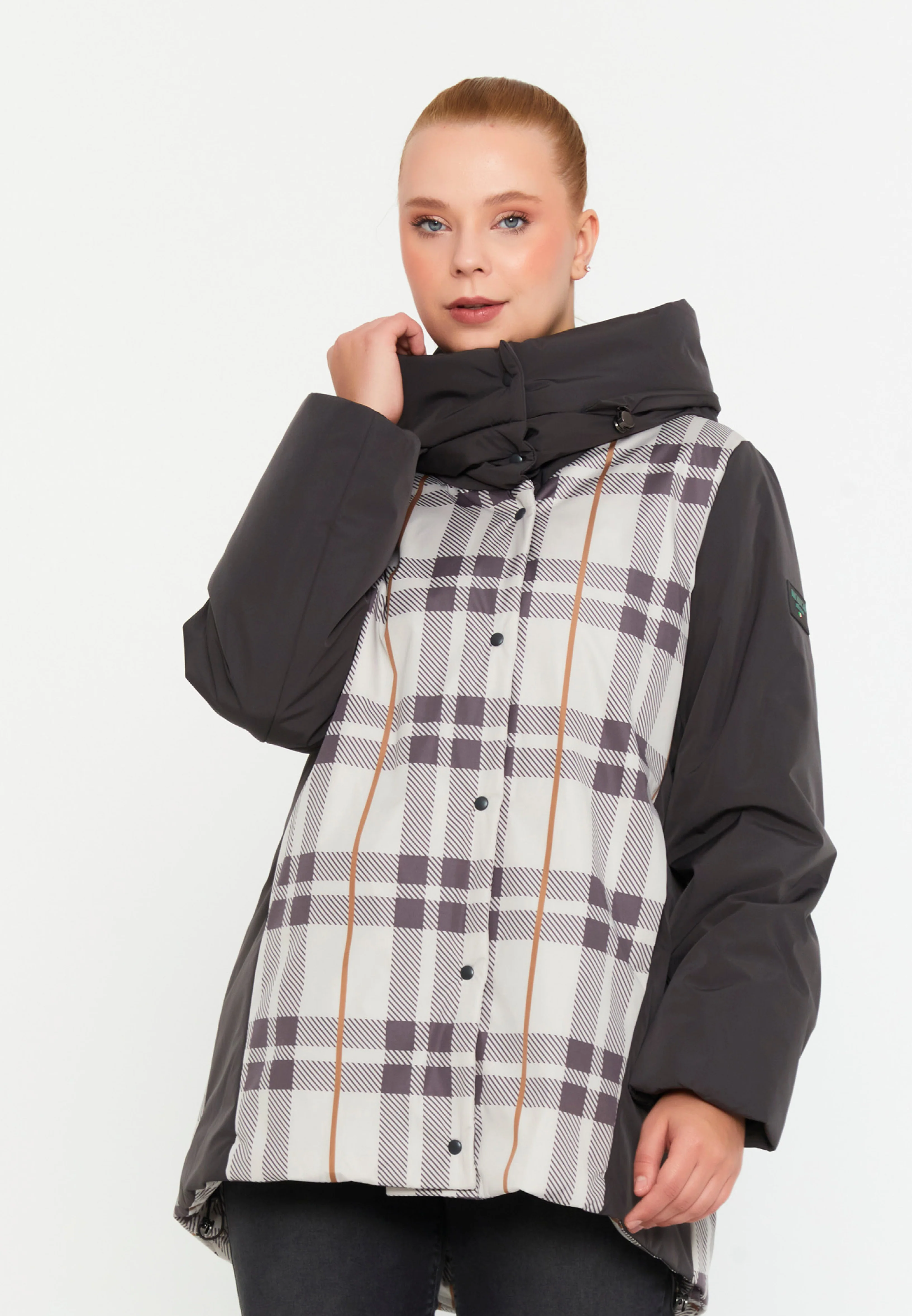 Polyester Plaid Plus Size Coat mml0433-b - Image 4