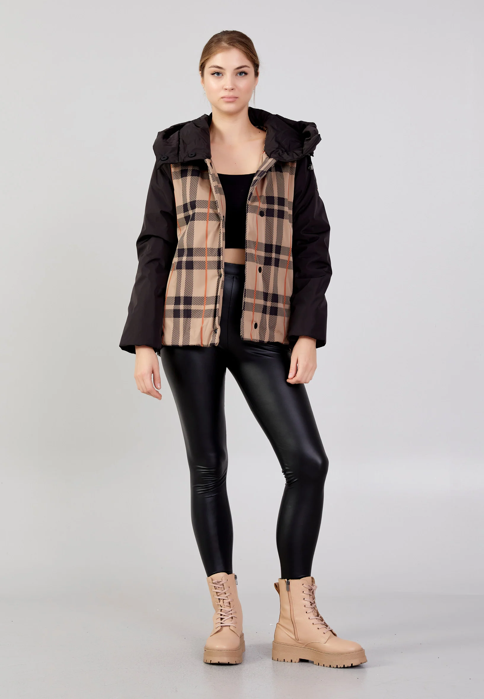 Polyester Plaid Regular Coat mml0432 - Image 10