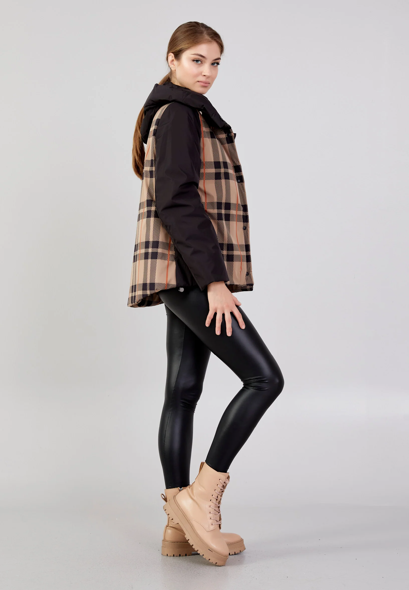 Polyester Plaid Regular Coat mml0432 - Image 11