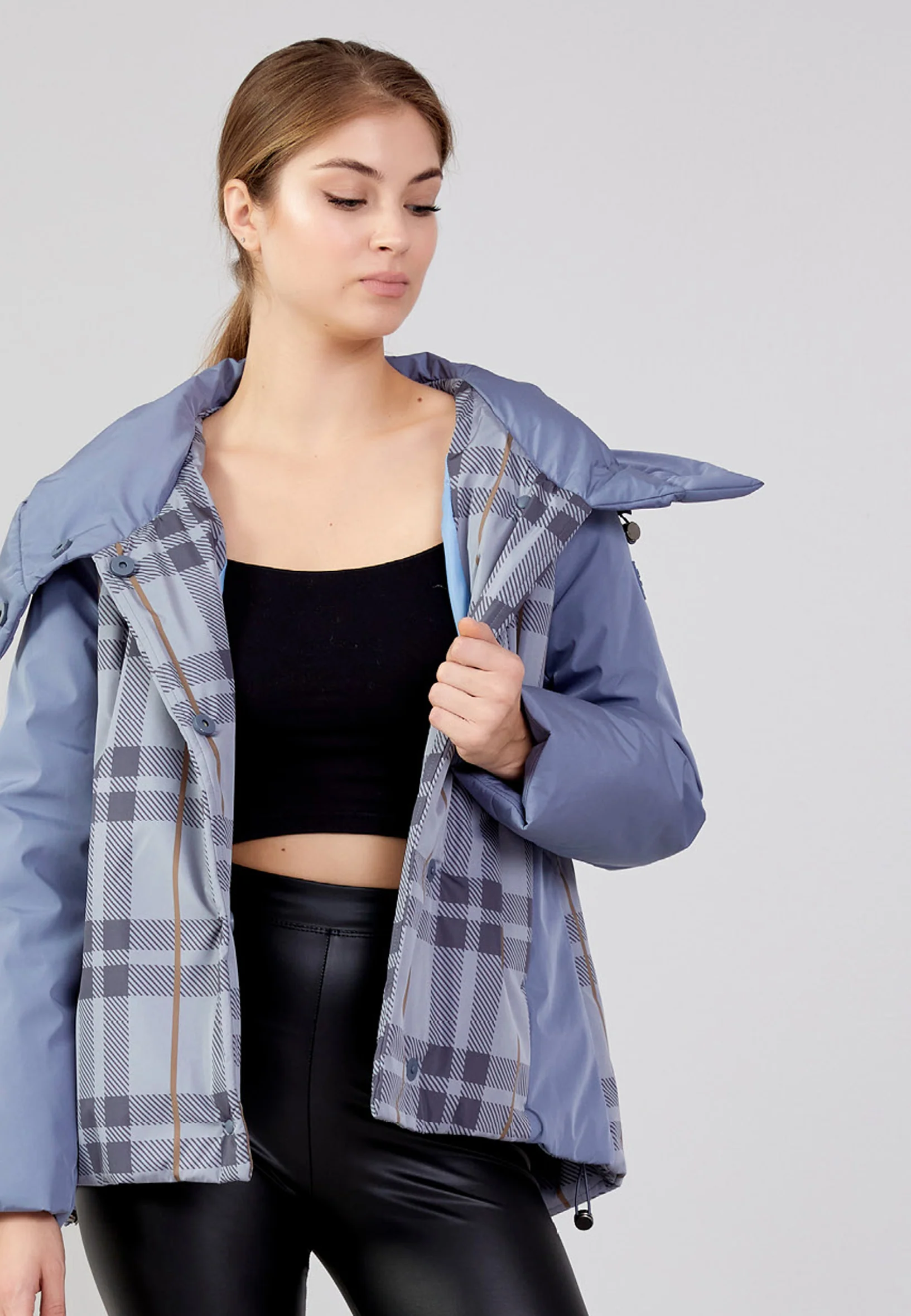 Polyester Plaid Regular Coat mml0432 - Image 13