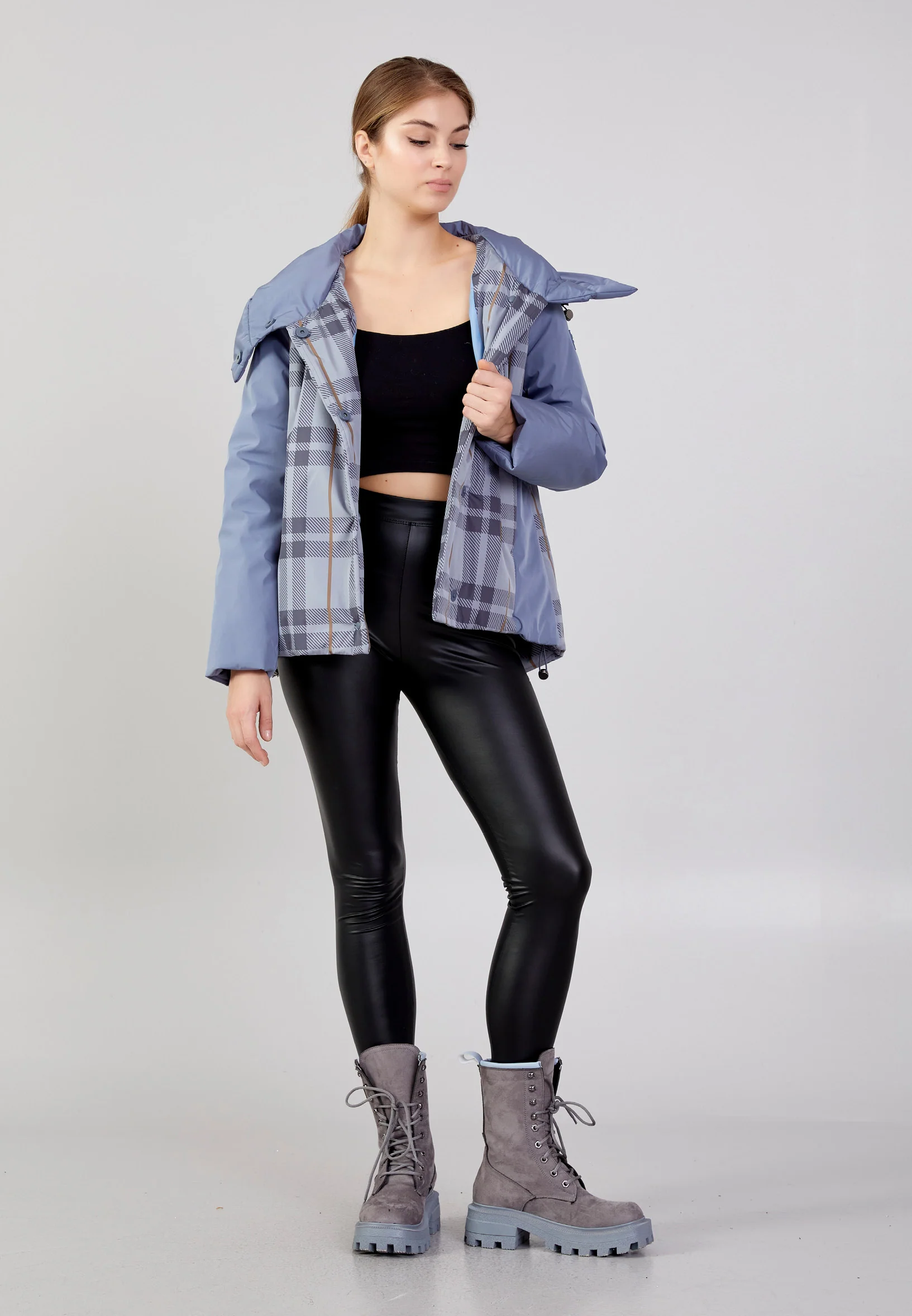 Polyester Plaid Regular Coat mml0432 - Image 14