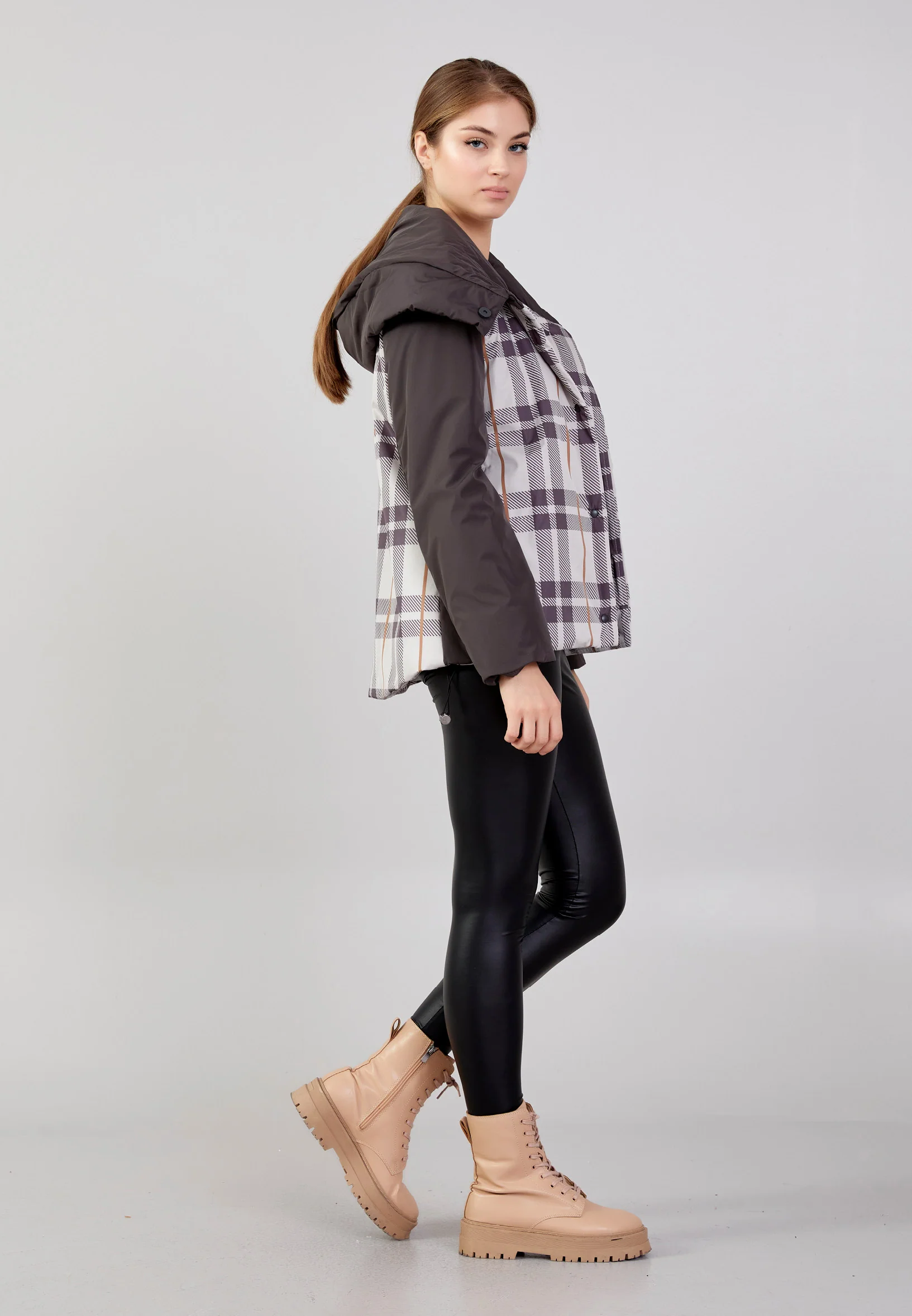 Polyester Plaid Regular Coat mml0432 - Image 3