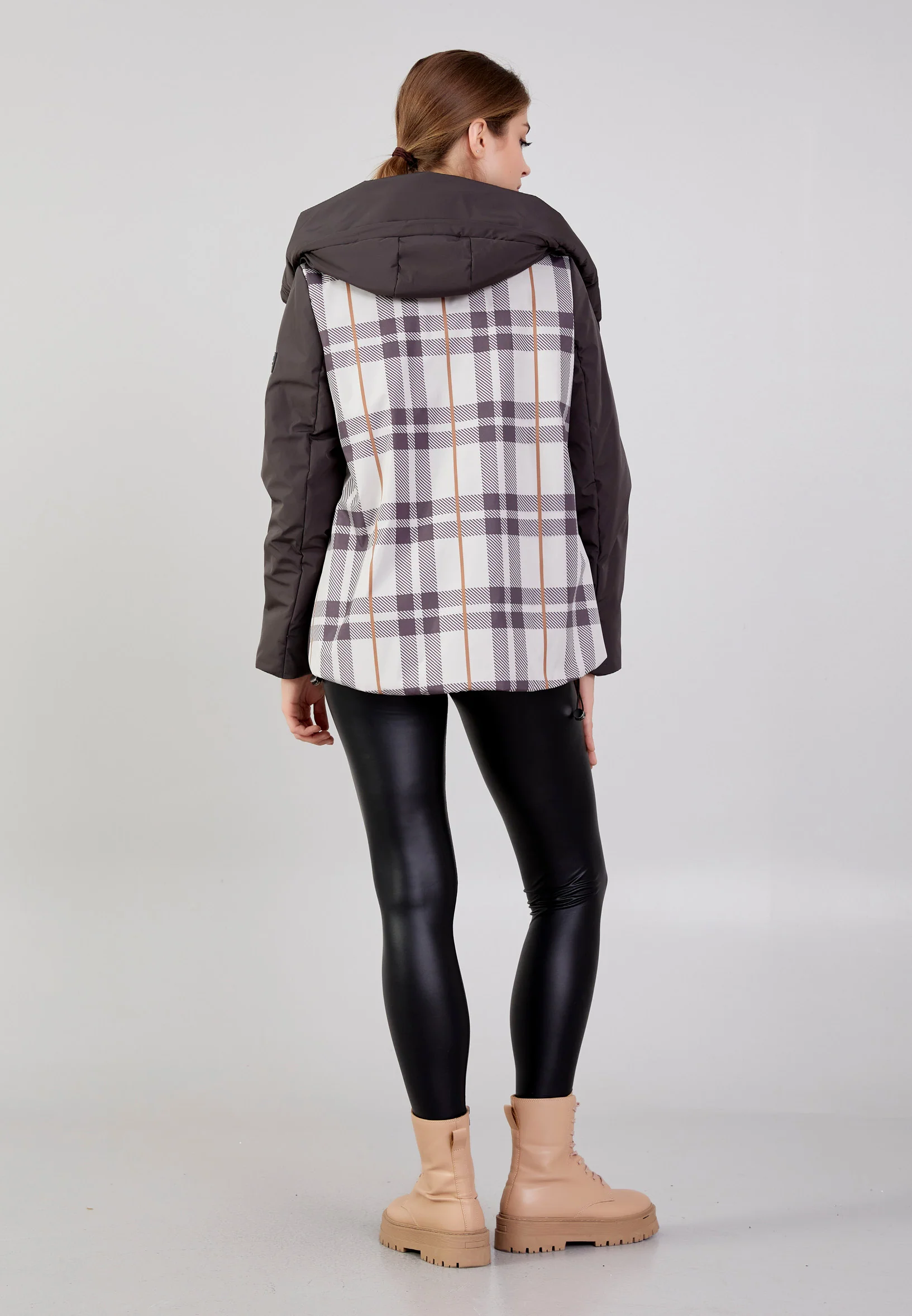 Polyester Plaid Regular Coat mml0432 - Image 4