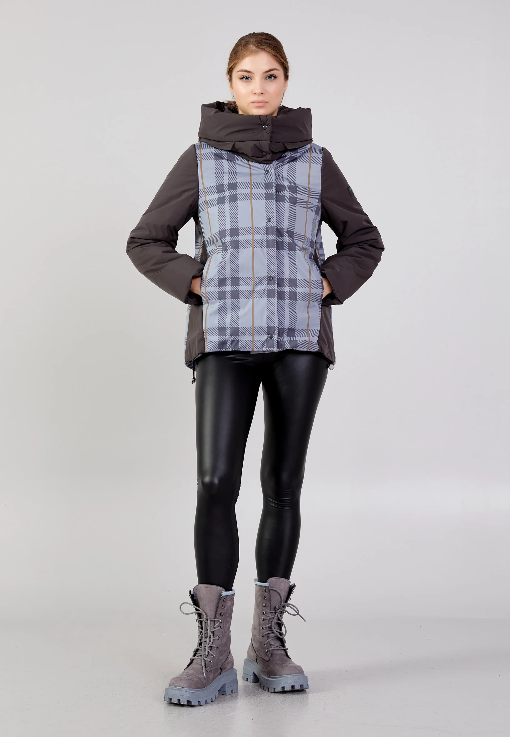 Polyester Plaid Regular Coat mml0432 - Image 6
