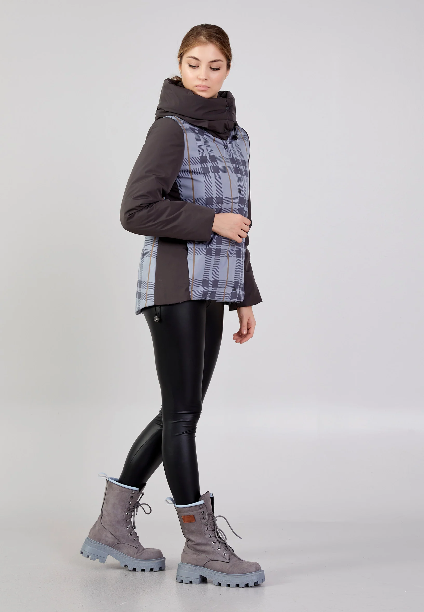 Polyester Plaid Regular Coat mml0432 - Image 7
