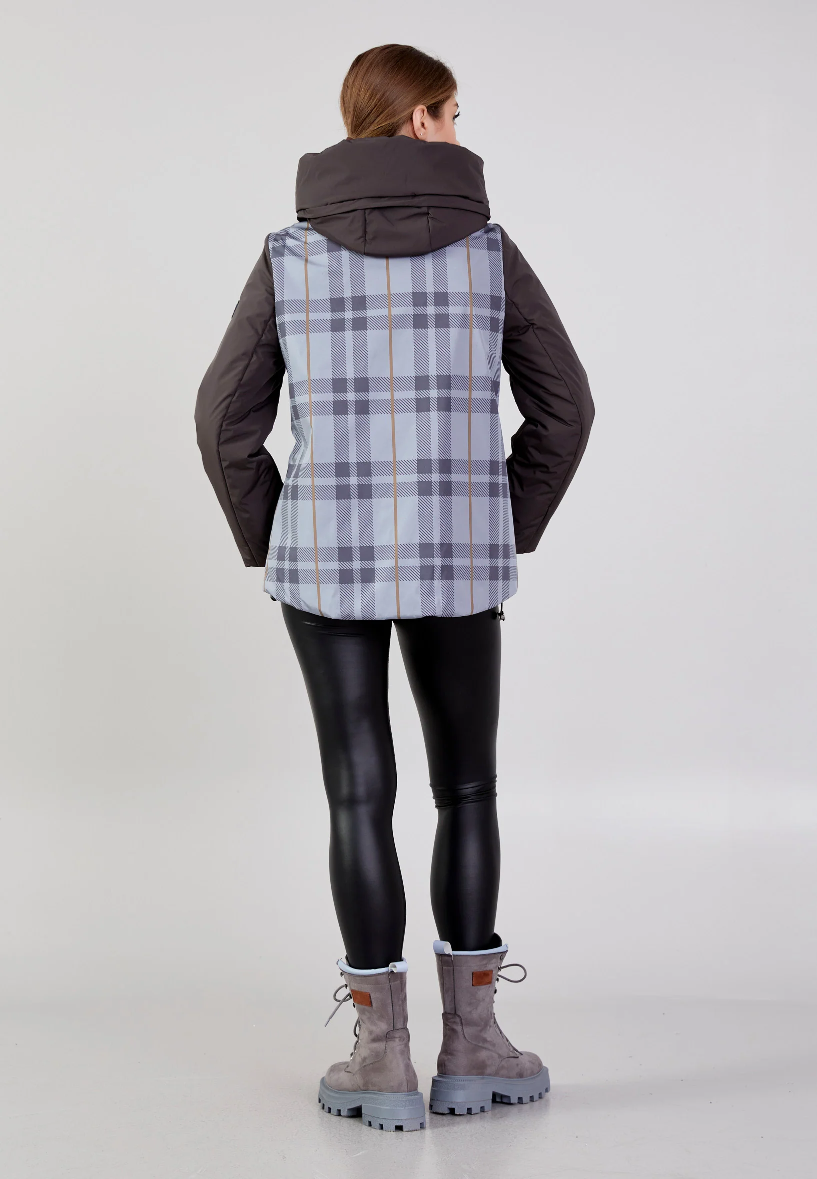 Polyester Plaid Regular Coat mml0432 - Image 8