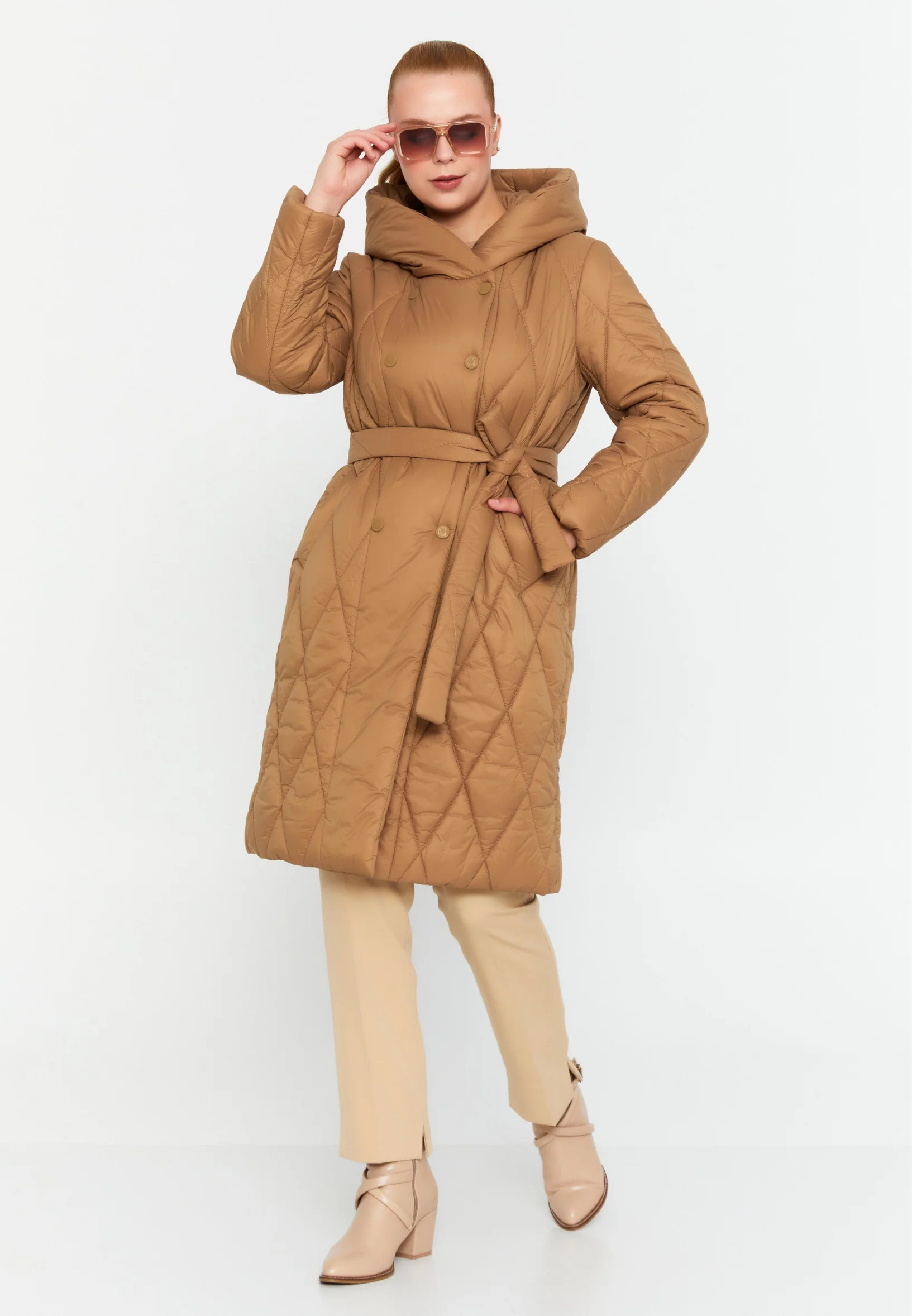 Polyester Solid Color Plus Size Coat cln2318 - Image 2