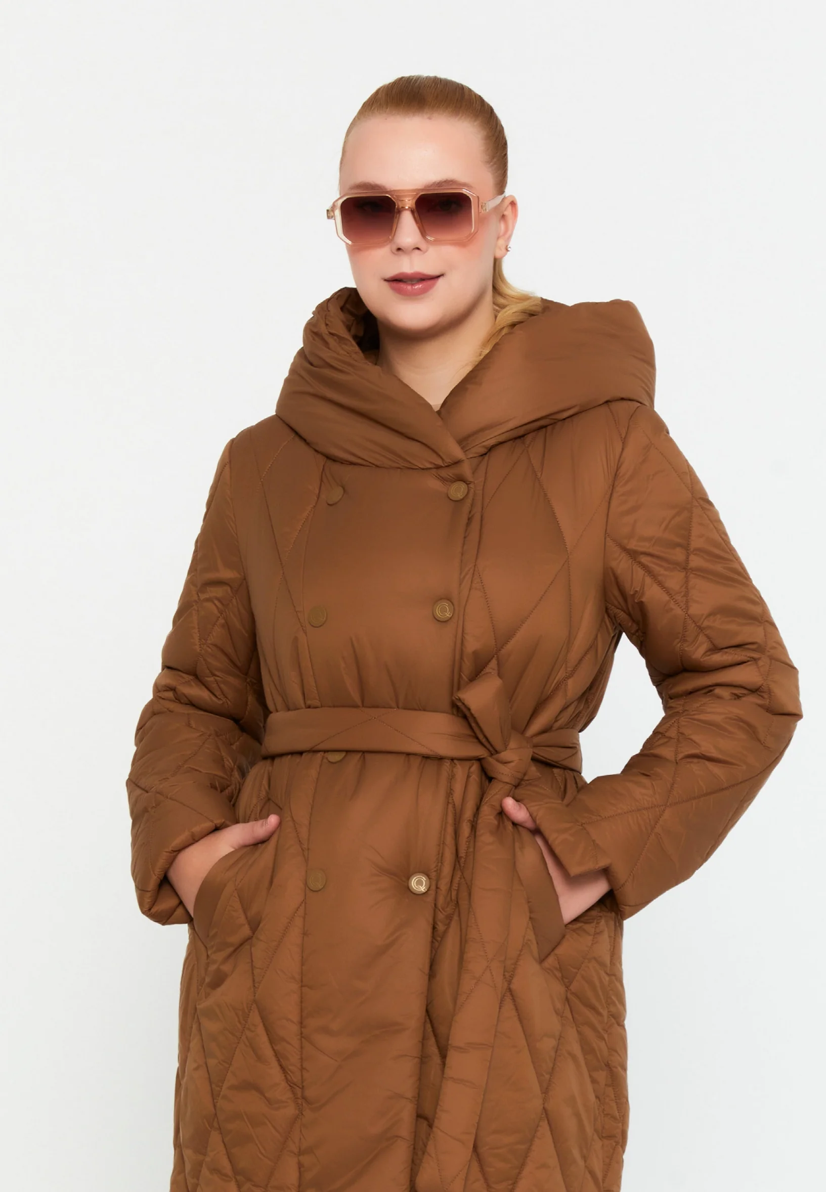 Polyester Solid Color Plus Size Coat cln2318 - Image 5